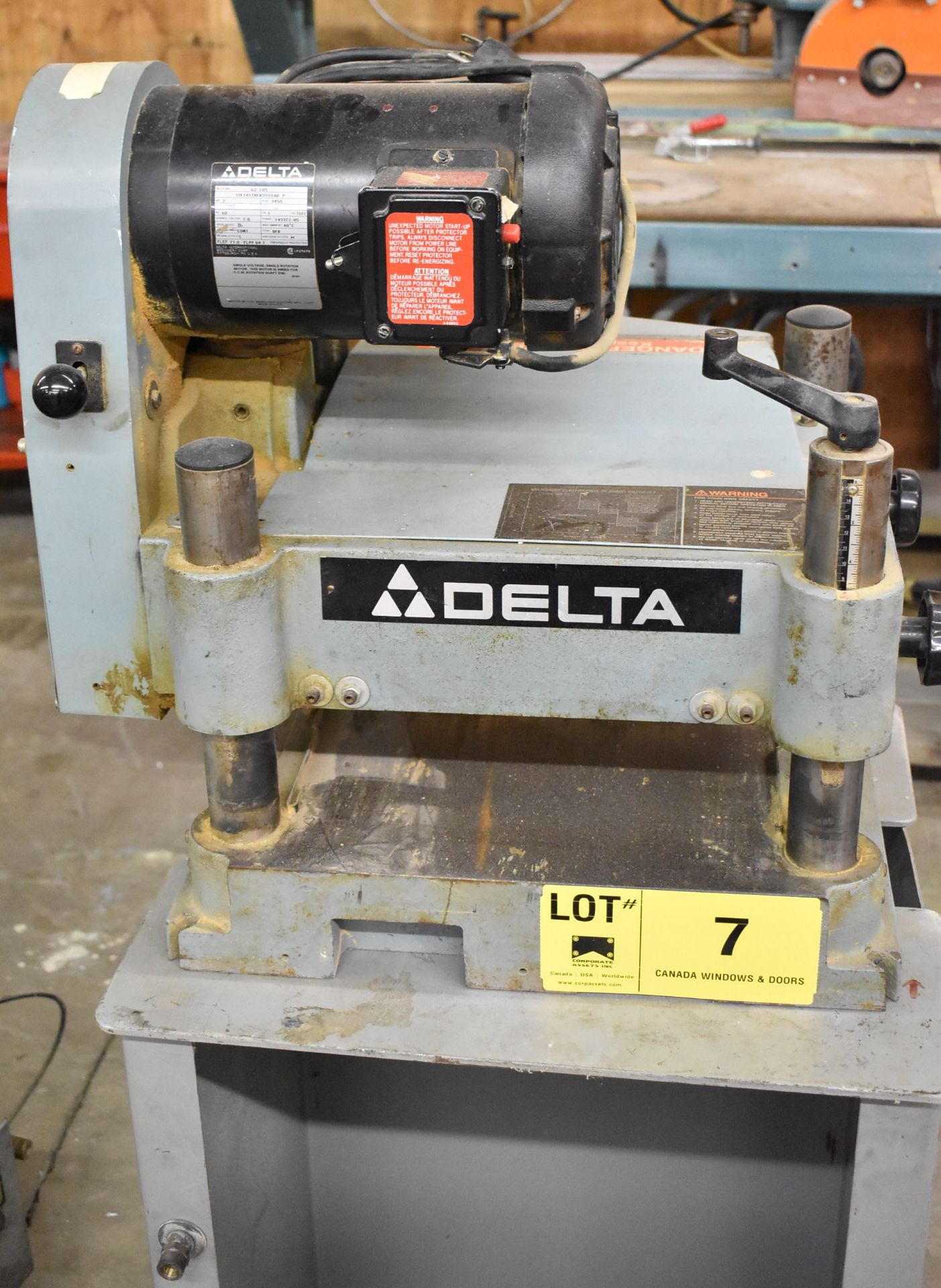 DELTA 62-185 PLANER WITH 2 HP MOTOR, 3,450 RPM, 230V/1PH/60HZ, S/N SH09073 (LOCATED AT 1636 - Image 2 of 6