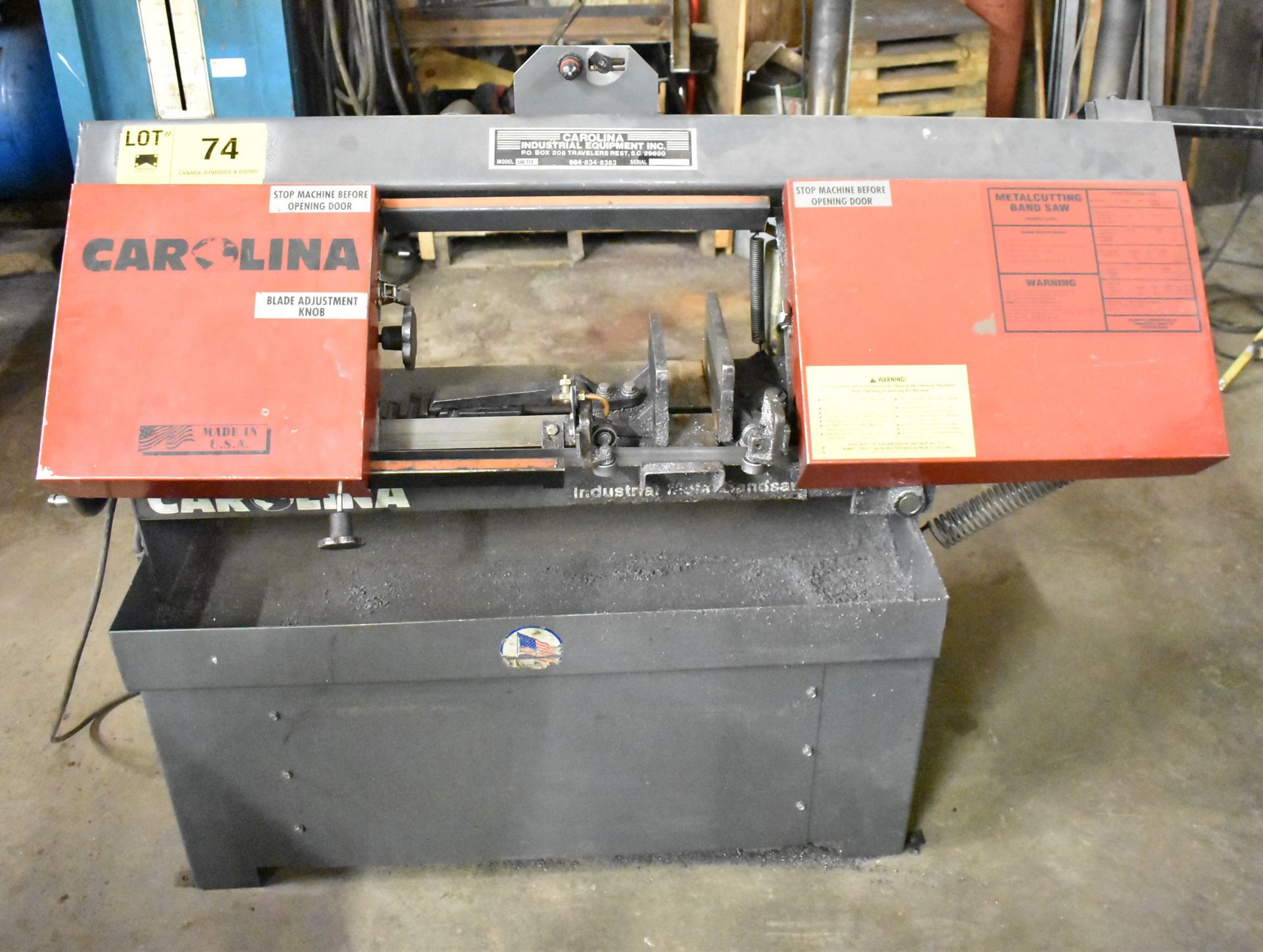 CAROLINA LCD 712 HORIZONTAL BAND SAW, S/N 3946 (LOCATED AT 1636 CHARLES ST, WHITBY, ON L1N 1B9)