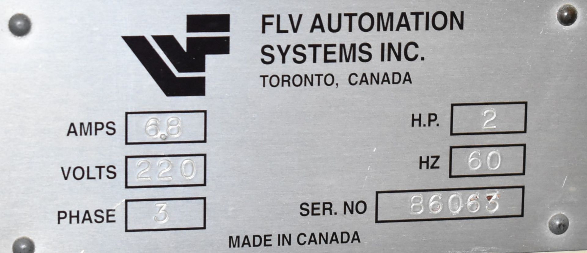 FLV AUTOMATION SYSTEMS TWIN V SAW WITH 2 HP MOTOR, 220V/3PH/60HZ, S/N 86063 (LOCATED AT 1636 CHARLES - Image 5 of 5