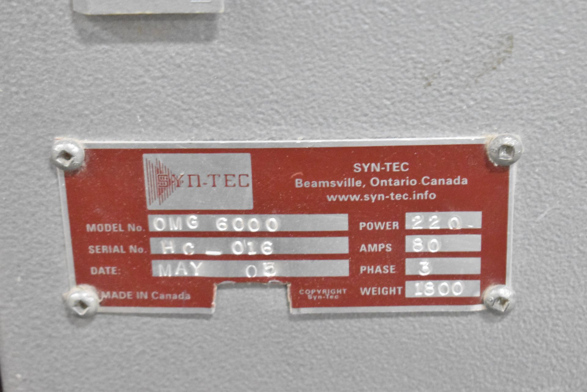 SYN-TEC (2005) OMG 6000 HEATING CHAMBER WITH (8) RADIANT HEAT ELEMENTS, TWO ZONE CONTROL, 14' - Image 2 of 4