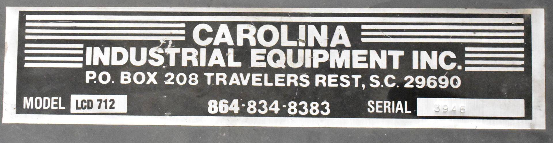 CAROLINA LCD 712 HORIZONTAL BAND SAW, S/N 3946 (LOCATED AT 1636 CHARLES ST, WHITBY, ON L1N 1B9) - Image 3 of 3