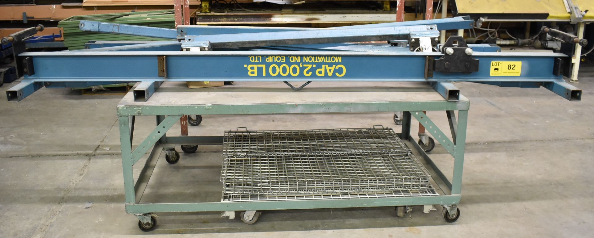 2,000 LB CAPACITY ROLLING A-FRAME GANTRY WITH SHOP TABLE, S/N N/A (NOT IN SERVICE) (LOCATED AT