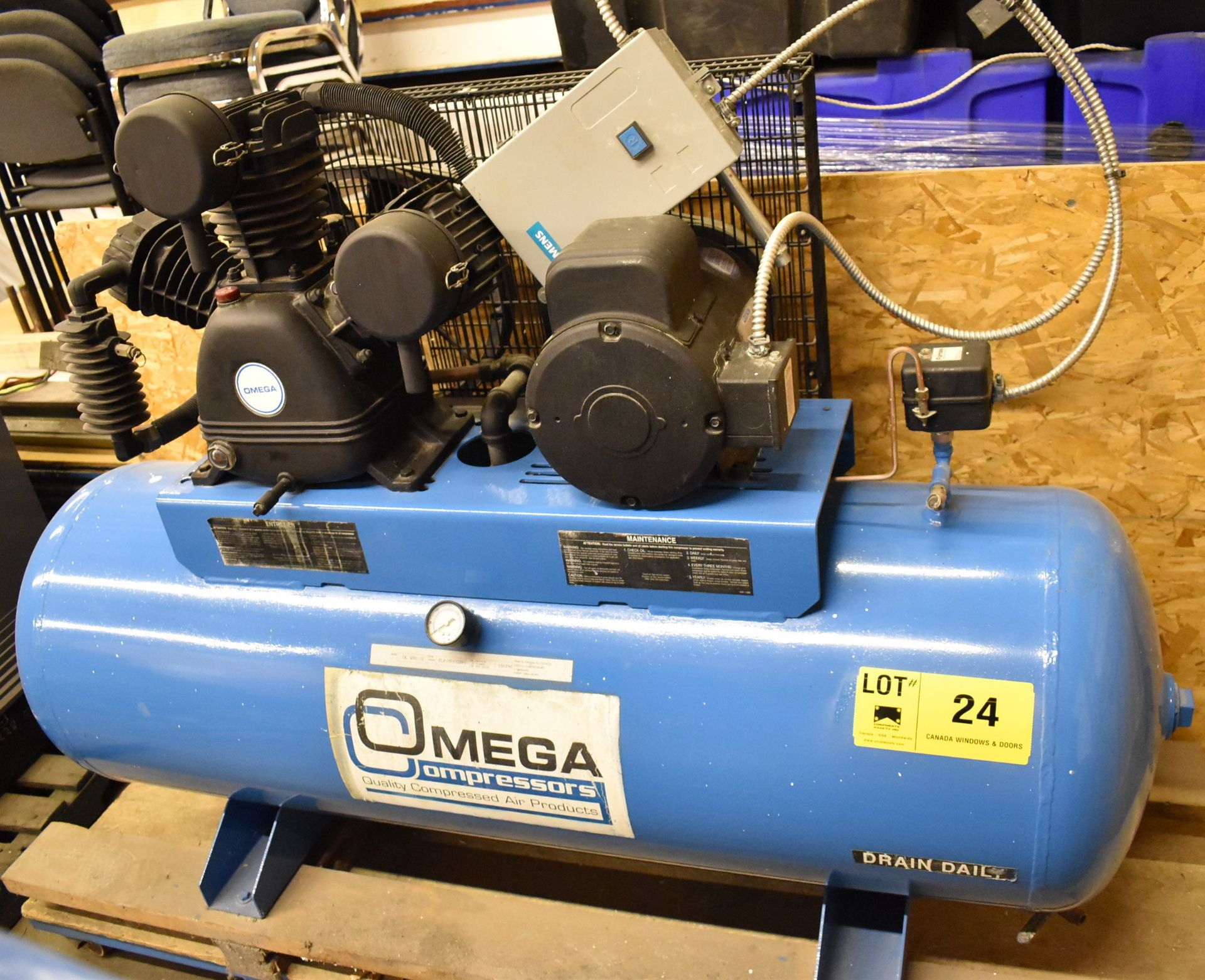 OMEGA TK 5080-02 5 HP AIR COMPRESSOR WITH 150 PSI MAXIMUM PRESSURE, 208-230V/1PH/60HZ, S/N PLP-