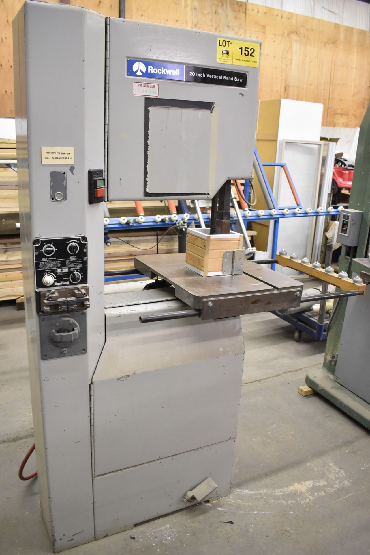 ROCKWELL BSO25 20" VERTICAL BAND SAW WITH ROCKWELL BLADE WELDER, 220-240V/3PH/50-60HZ, S/N