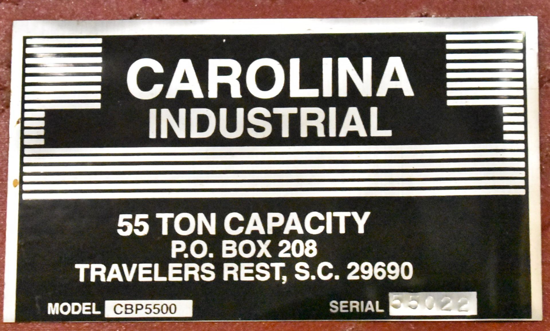CAROLINA CBP-5500 55 TON CAPACITY HYDRAULIC SHOP PRESS, S/N 55022 (LOCATED AT 1636 CHARLES ST, - Image 4 of 4