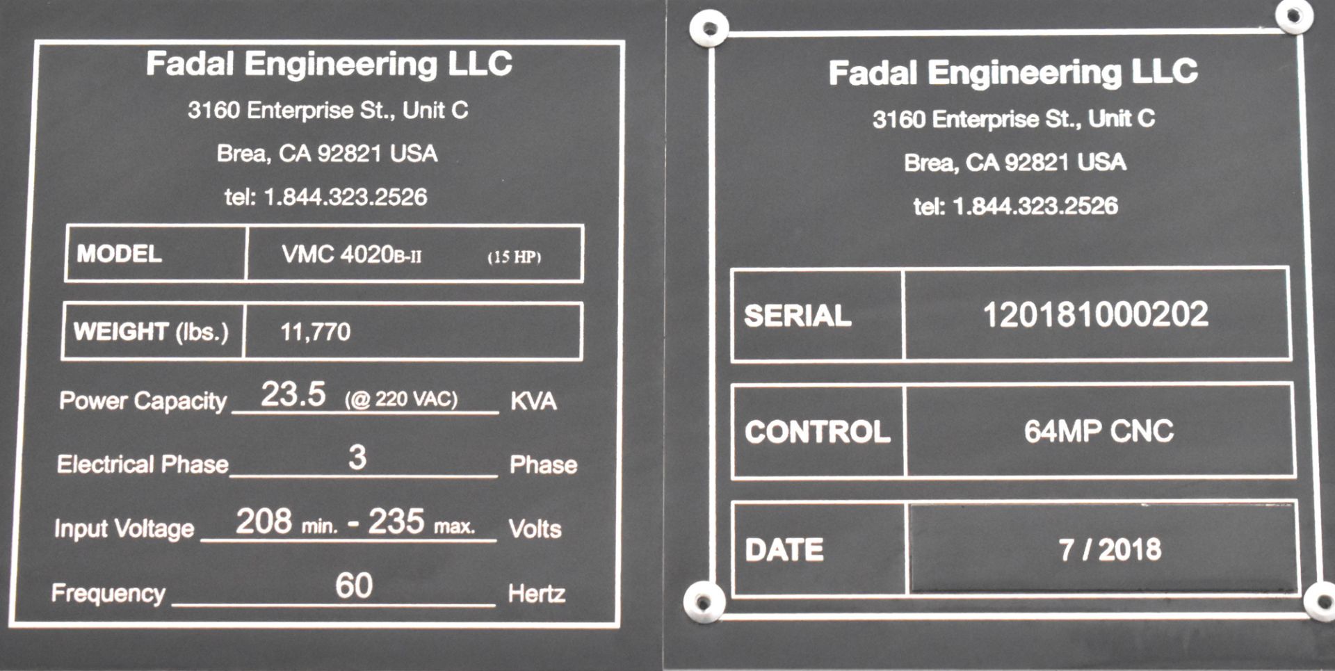 FADAL (2018) VMC 4020B-II CNC VERTICAL MACHINING CENTER WITH FADAL 64MP CNC CONTROL, 20" X 47" T- - Image 9 of 9