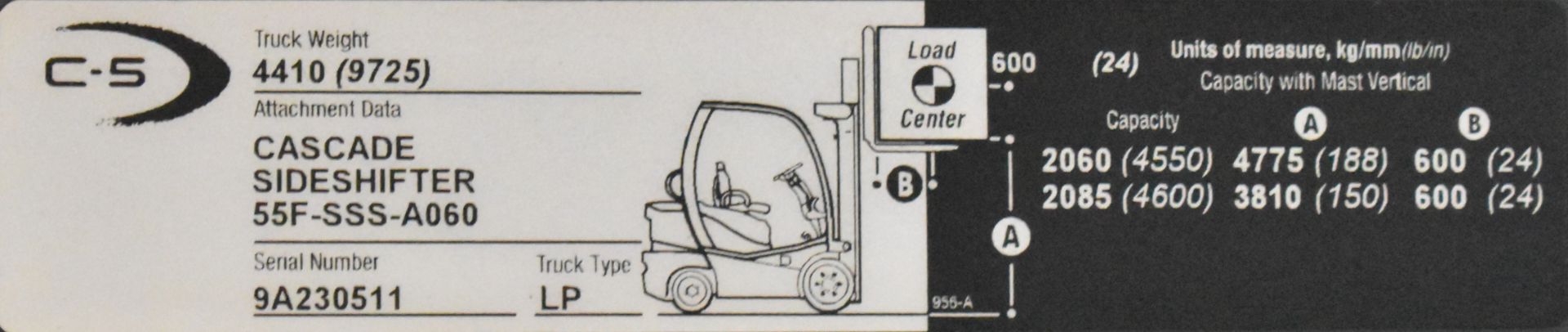 CROWN (2016) C-5 1000-50 LPG COUNTERBALANCE FORKLIFT WITH 4,600 LB CAPACITY, 3-STAGE MAST, 188" MAX - Image 7 of 9