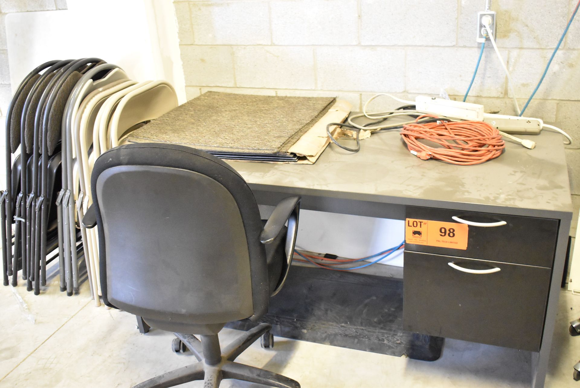 LOT/ OFFICE DESK, OFFICE CHAIR, FOLDING CHAIRS, TABLE AND POWER BARS - Image 2 of 3