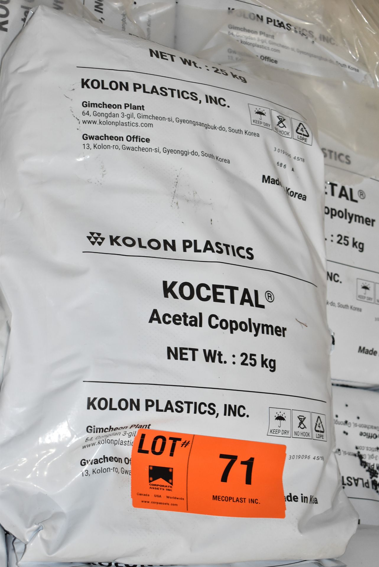 LOT/ PALLET WITH 25 KG BAGS OF KOLON KOCETAL ACETAL COPOLYMER - Image 2 of 3