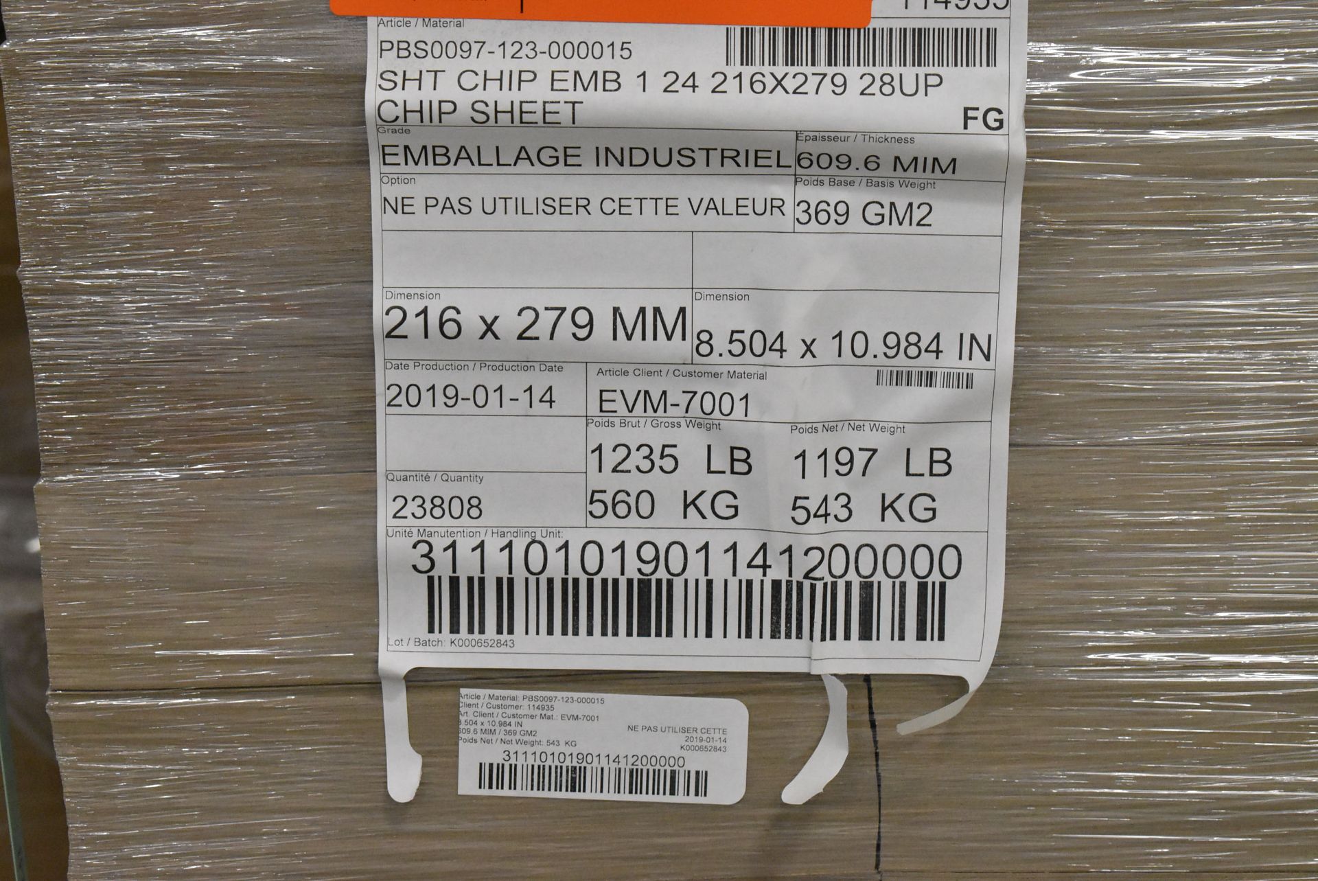 LOT/ SKID OF PACKAGING CHIP SHEET (CI) (LOCATED AT 164 INDUSCO CT, TROY MI) [RIGGING FEE FOR LOT # - Image 2 of 3