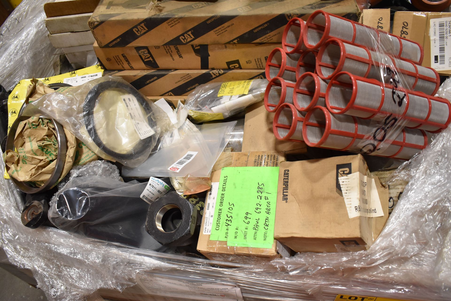 LOT/ SKID WITH MOBILE EQUIPMENT PARTS - INCLUDING FILTERS, GASKETS, HOSE, MANIFOLDS, BEARINGS, - Image 2 of 10