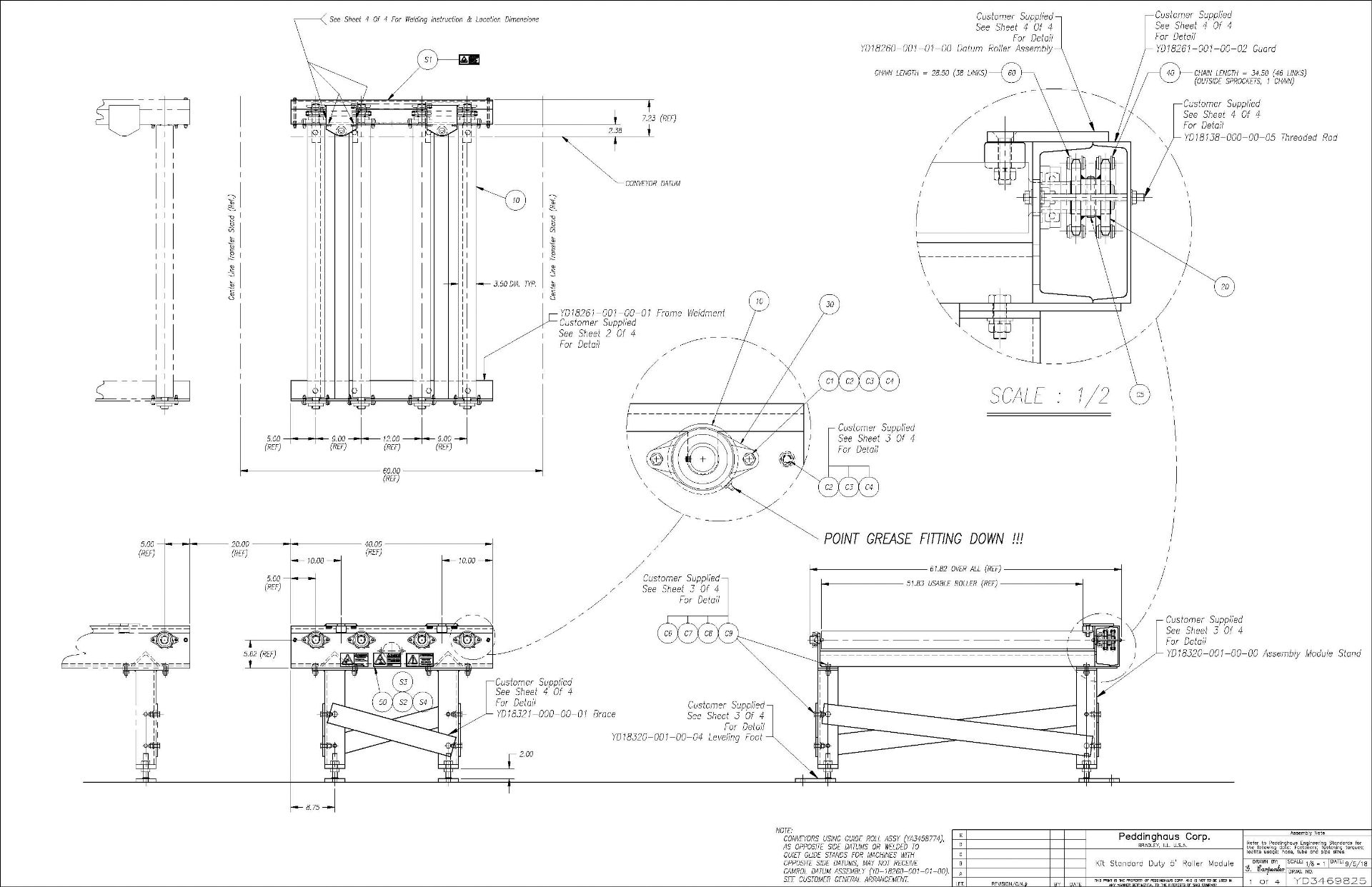 (7) PEDDINGHAUS 52"WX40"L TRANSFER ROLLER MODULES WITH 848 LBS PER FOOT CAPACITY (CHAIN DRIVE - NO - Image 2 of 2