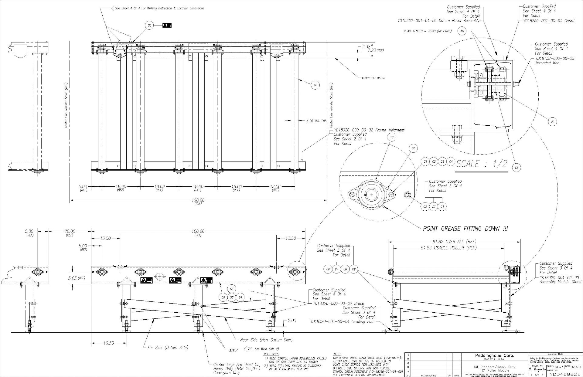 (10) PEDDINGHAUS 52"WX100"L TRANSFER ROLLER MODULES WITH 848 LBS PER FOOT CAPACITY, S/N N/A (CHAIN - Image 2 of 2