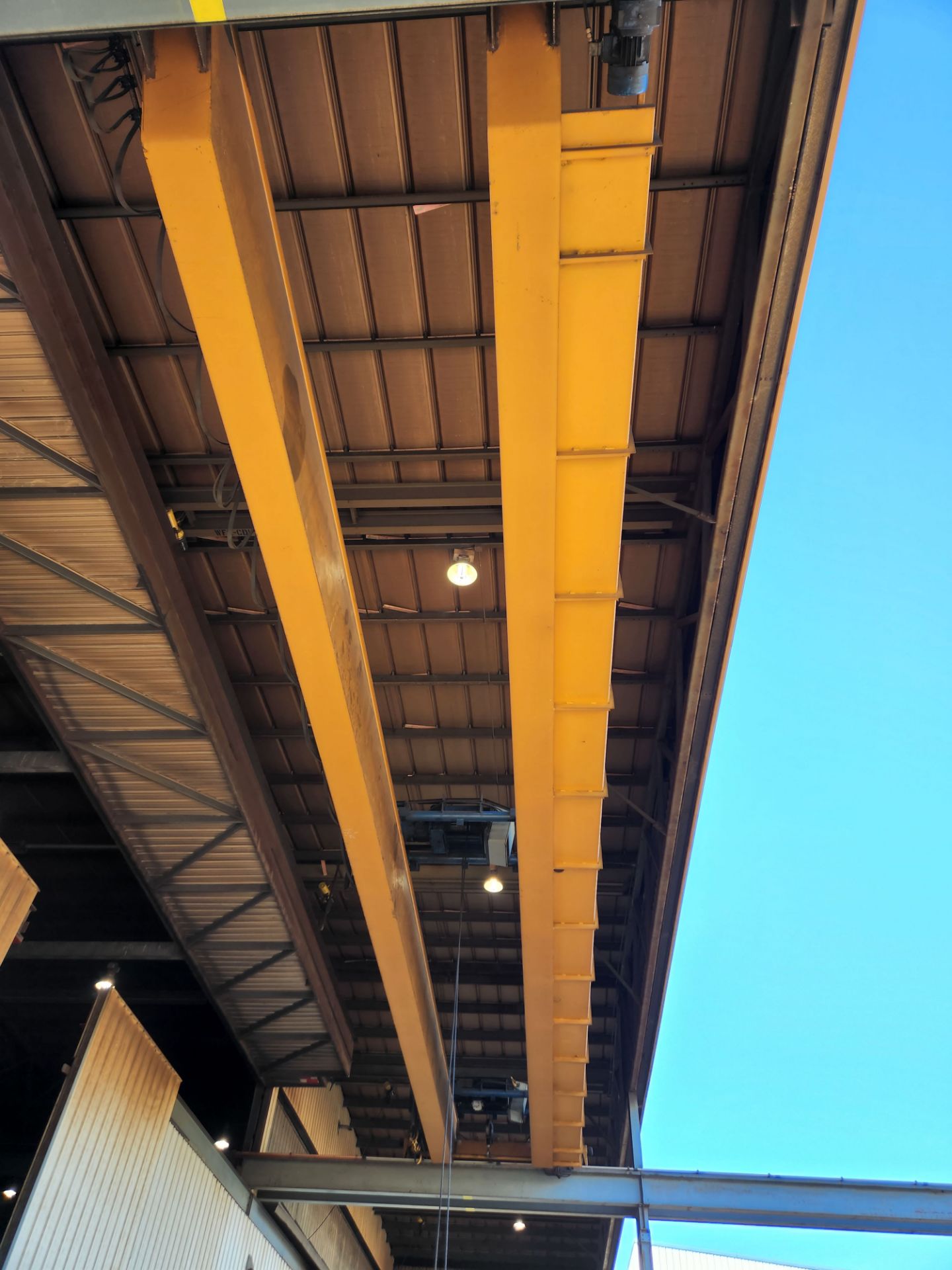 WF STEEL & CRANE 20-TON DOUBLE GIRDER TOP-RUNNING OVERHEAD BRIDGE CRANE WITH 70'-11 3/8" SPAN, 30'