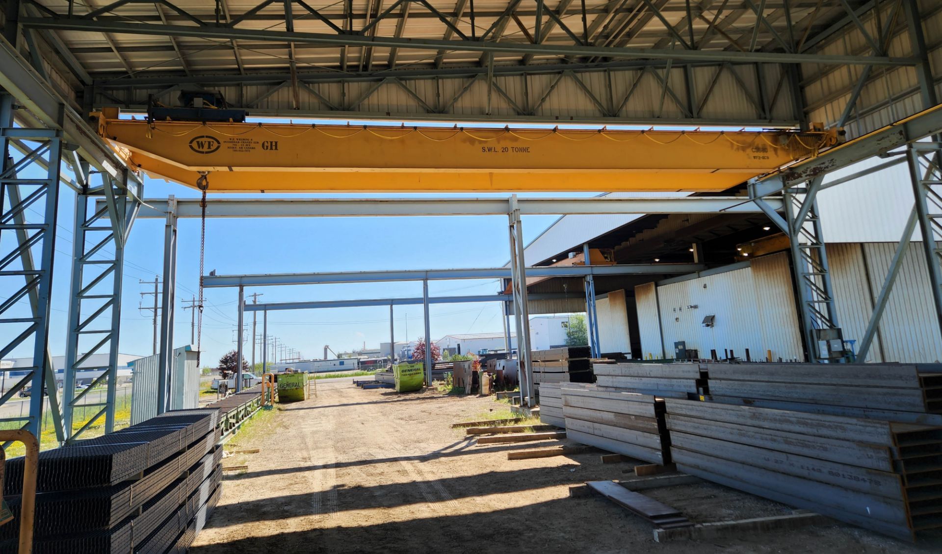 WF STEEL & CRANE 20-TON DOUBLE GIRDER TOP-RUNNING OVERHEAD BRIDGE CRANE WITH 70'-11 3/8" SPAN, 39' - Image 3 of 4