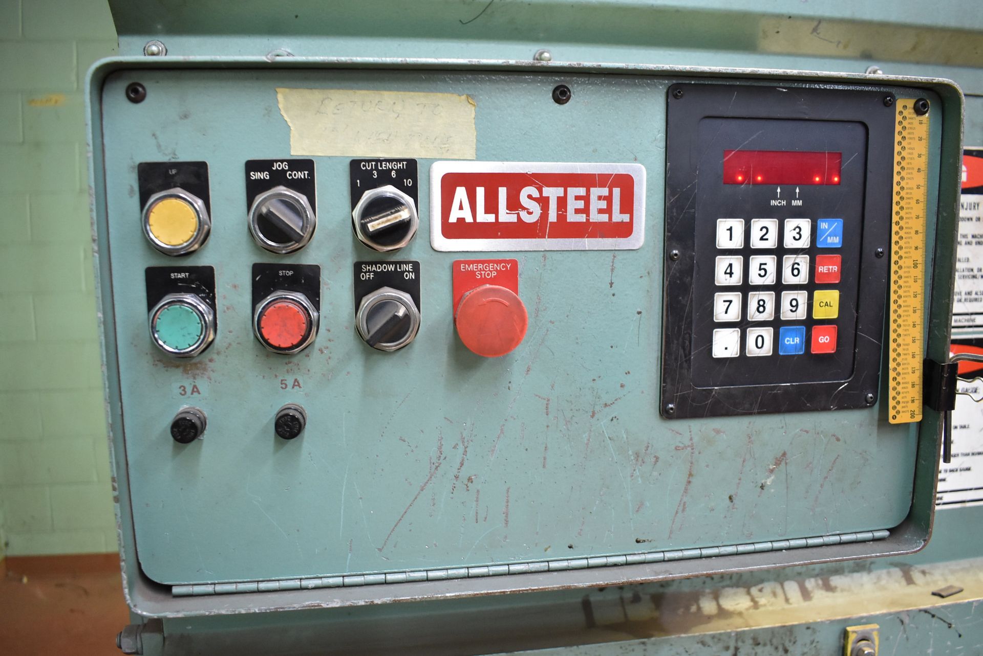 ALLSTEEL 1/4"-10' hydraulic shear with 1/4" mild steel & 3/16" stainless steel capacities, back - Image 2 of 4