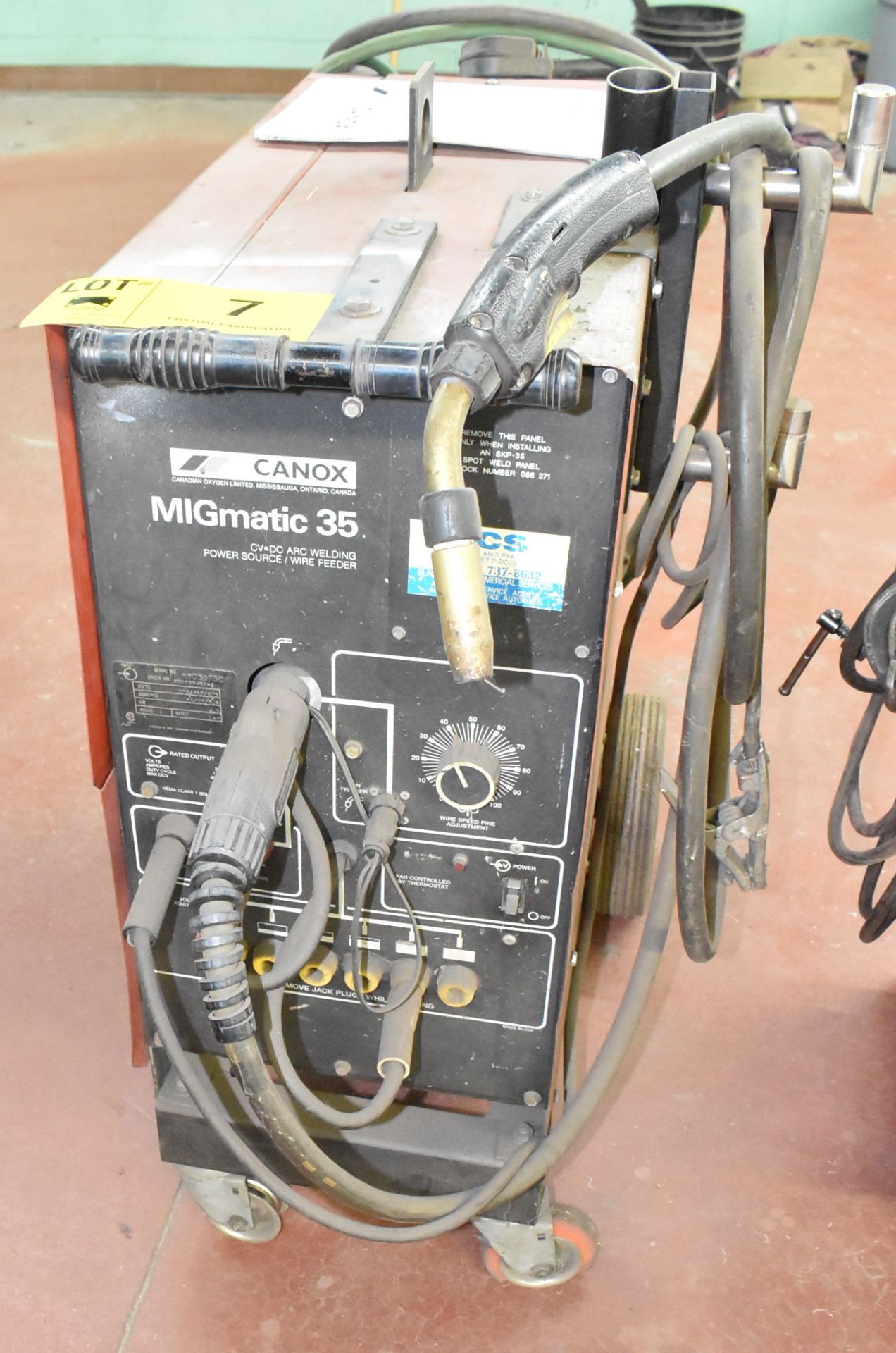CANNOX MIGMATIC 35 portable MIG welder with cables & gun, s/n: KB036950 [RIGGING FEE FOR LOT #7 - $