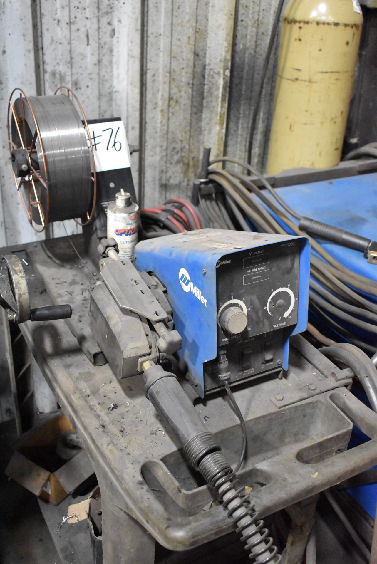 MILLER DIMENSION 452 WELDER WITH MILLER 70 SERIES 24V WIRE FEEDER, CABLES AND GUN, 230-460-575V/ - Image 5 of 6