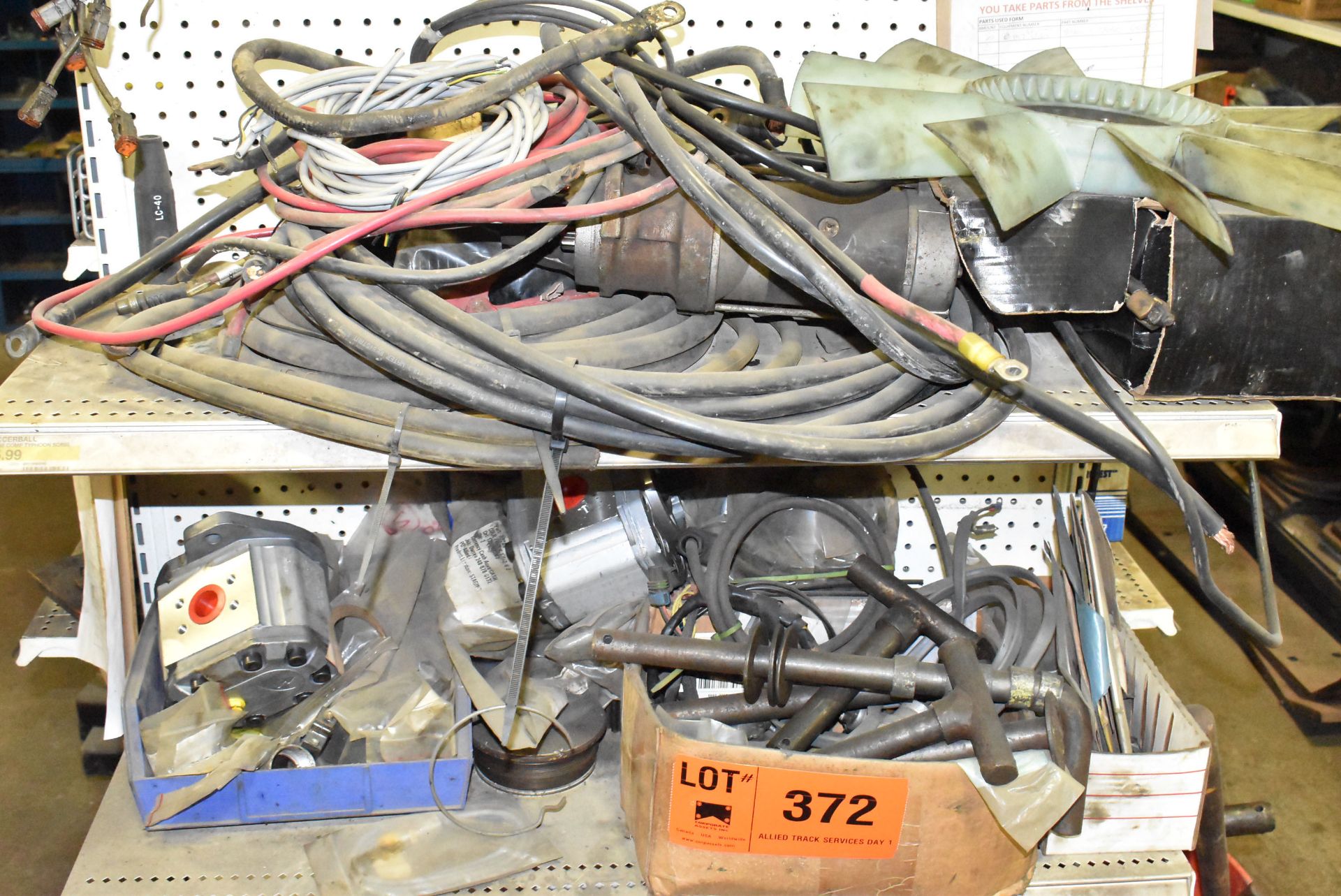 LOT/ CONTENTS OF RACK - TRIPP PARTS, CONTROLS, HYDRAULIC PARTS, CYLINDERS, BITS, BRAKE SHOES, - Image 2 of 4