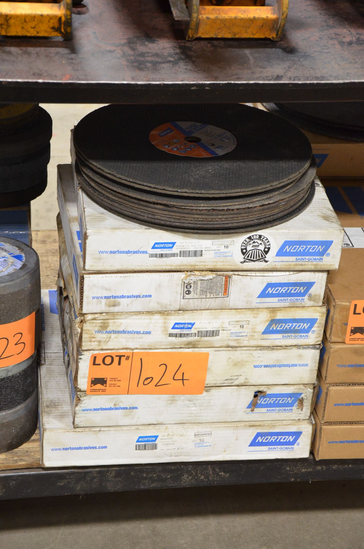 LOT/ (6x10PCS) NORTON NORZON CUT 14"x1/8"x1" ABRASIVE RAIL CUT-OFF WHEELS, S/N N/A (LOCATED AT