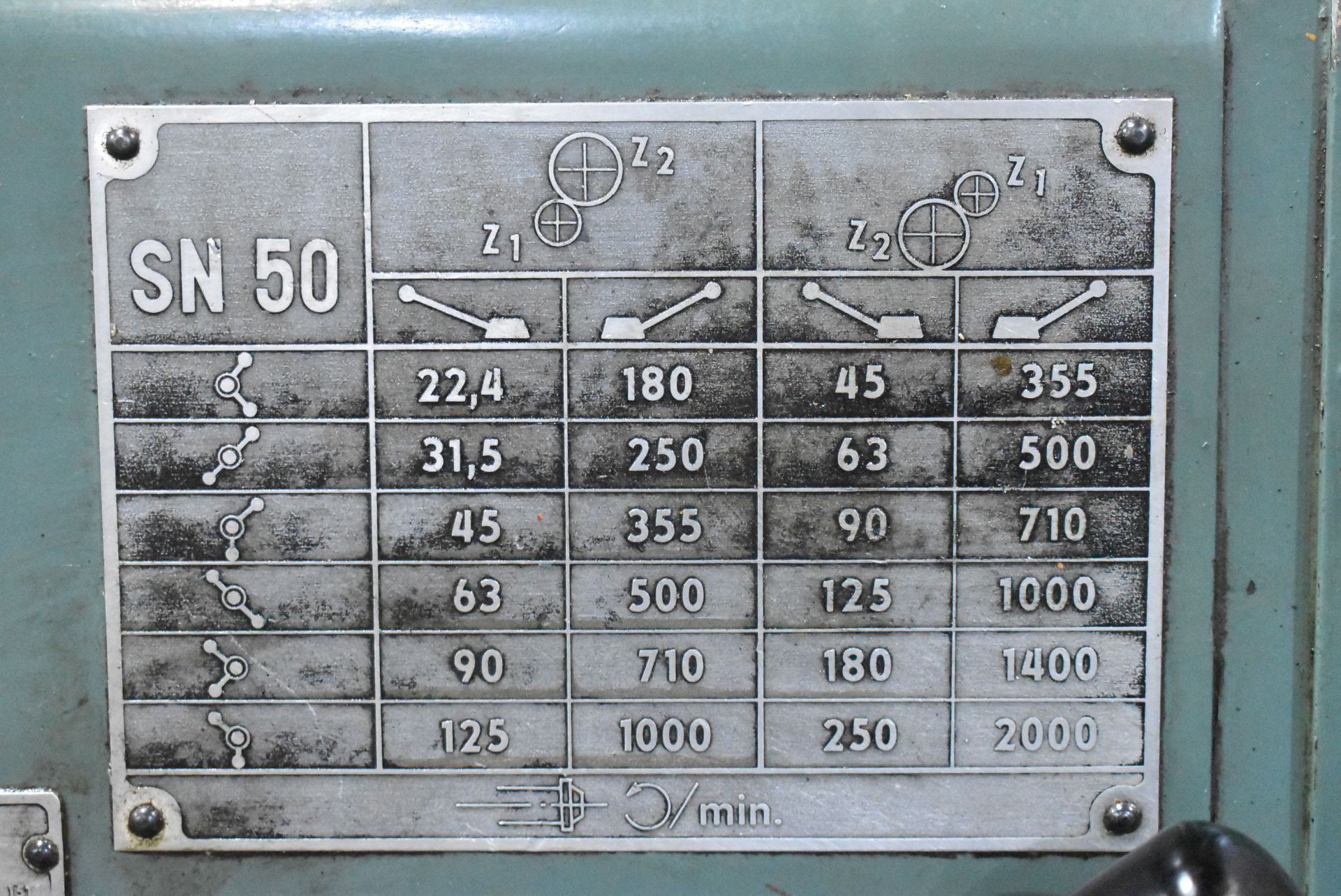 TOS SN 50 C GAP BED ENGINE LATHE WITH 20" SWING, 64" BETWEEN CENTERS, 2" SPINDLE BORE, SPEEDS TO - Image 8 of 12