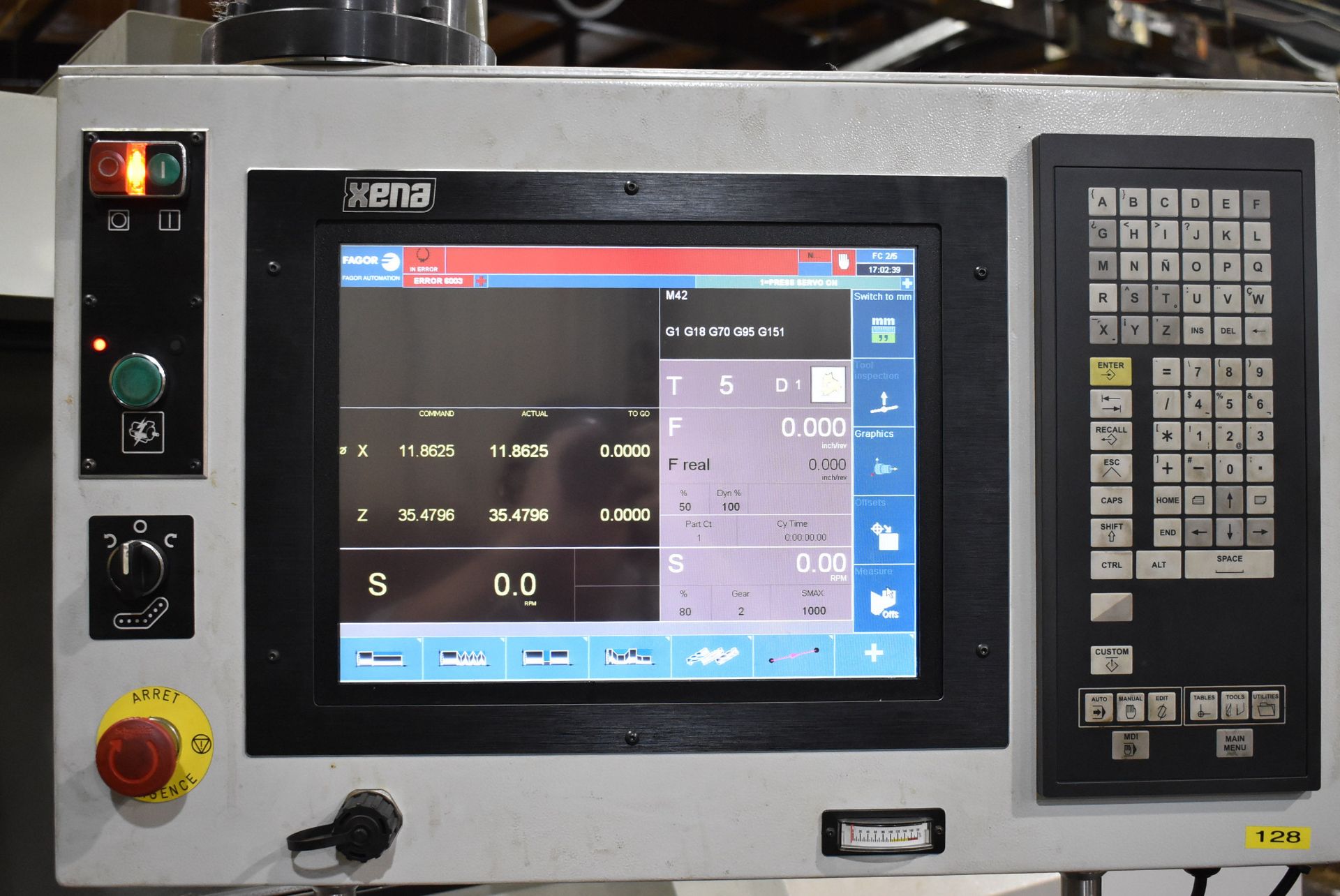 XENA (2016) 30120-6-F CNC GAP BED LATHE WITH XENA/FAGOR AUTOMATION CNC TOUCH SCREEN CONTROL, 16" 3- - Image 2 of 12