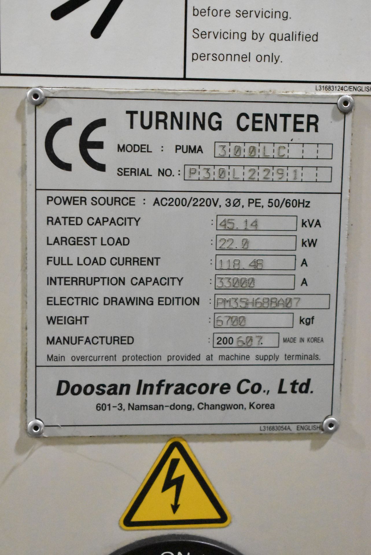 DAEWOO (2006) PUMA 300-LC CNC TURNING CENTER WITH FANUC SERIES 2TI-TB CNC CONTROL, 12" 3-JAW - Image 14 of 14