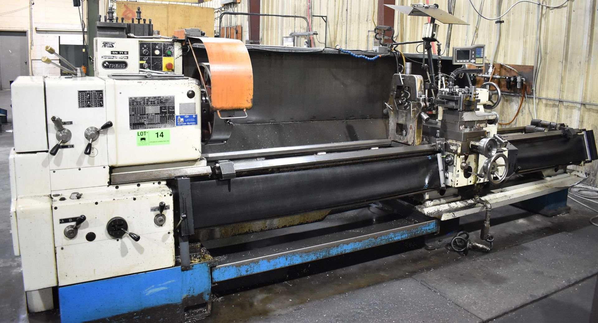 TOS SN 71 C GAP BED ENGINE LATHE WITH 30" SWING, 120" BETWEEN CENTERS, 3" SPINDLE BORE, SPEEDS TO