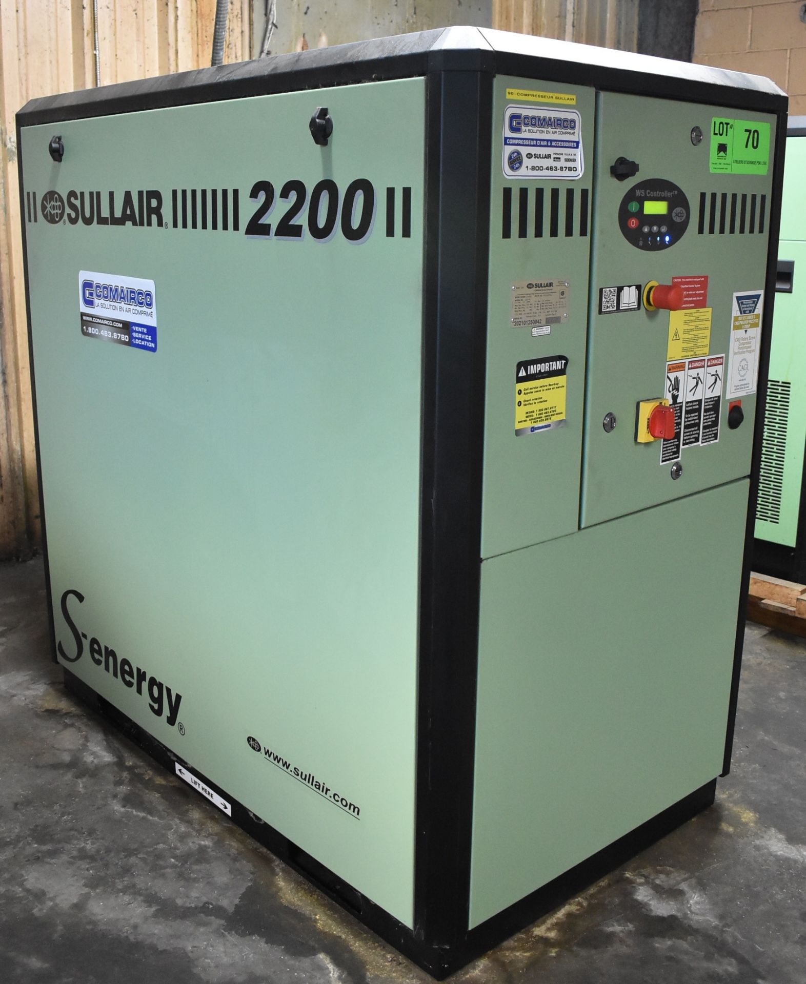 SULLAIR (2021) 2209AC 30 HP ROTARY SCREW AIR COMPRESSOR WITH 1770 RPM, 125 PSI OPERATING PRESSURE, - Image 2 of 5