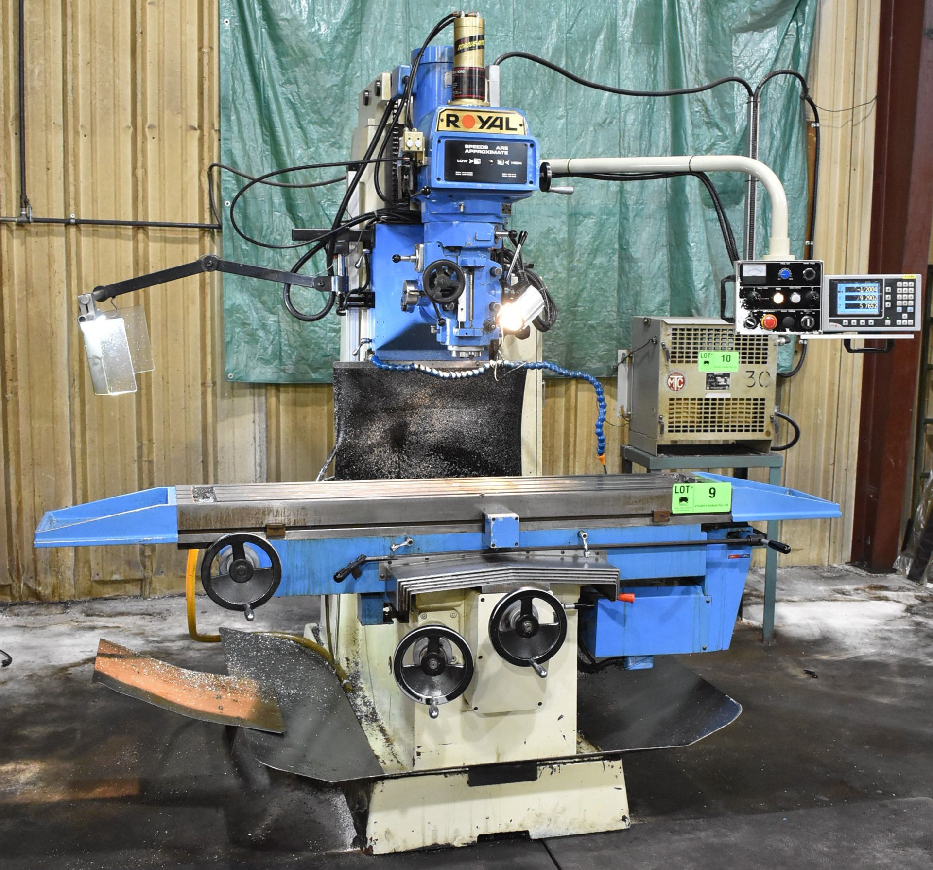 ROYAL BM-5V VERTICAL MILLING MACHINE WITH 59"X12" TABLE, SPEEDS TO 4200 RPM, POWER FEED TABLE, FAGOR