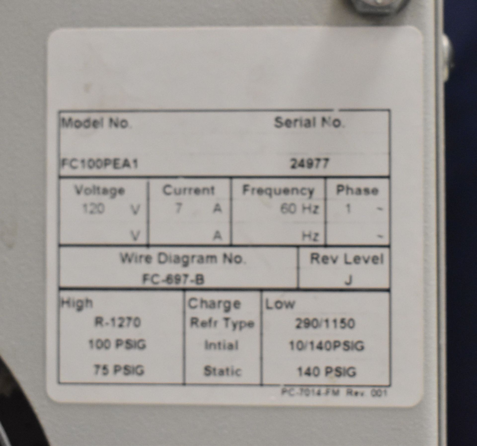 PERKIN ELMER INTRACOOLER 2P IMMERSION COOLER WITH 100 PSIG, 120V/1PH,60HZ, S/N: 24977 - Image 4 of 5