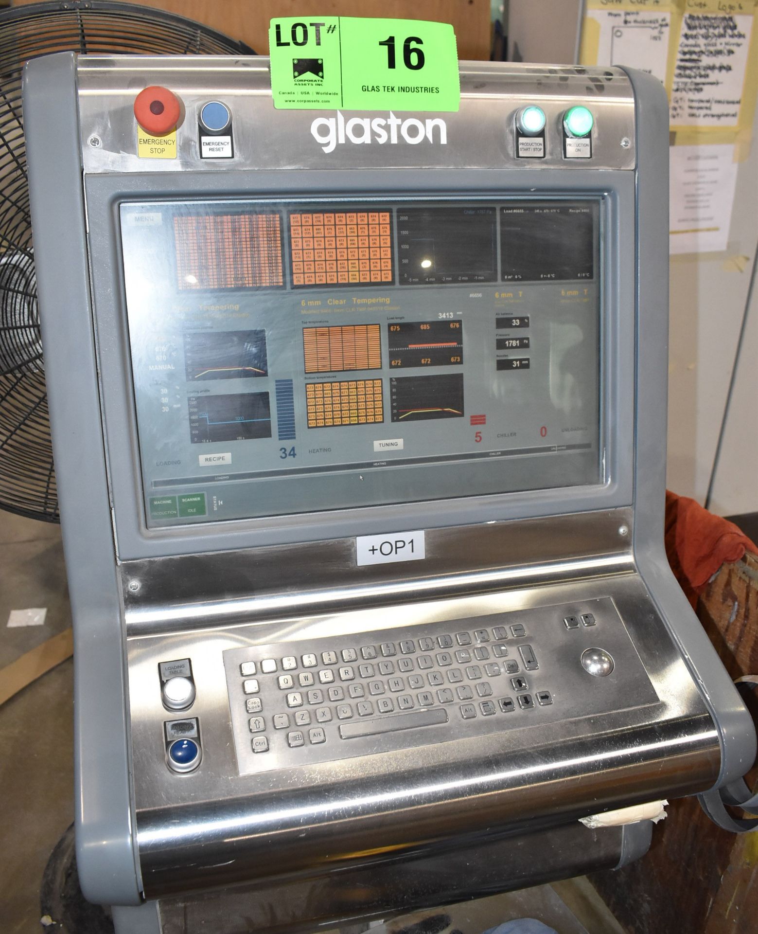 GLASTON-TAMGLASS (2014) FC-500-2848-380L TEMPERING FURNACE WITH 117" X 201" POWER INFEED CONVEYOR, - Image 2 of 26