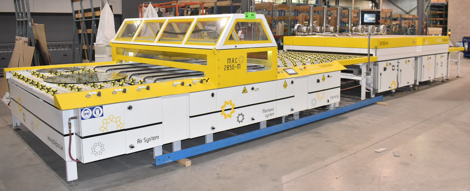 GOLD GLASS TECHNOLOGIES (2017) M.R.C 2850-M CNC FLAT GLASS PAINT LINE WITH 93" X 45" POWER INFEED