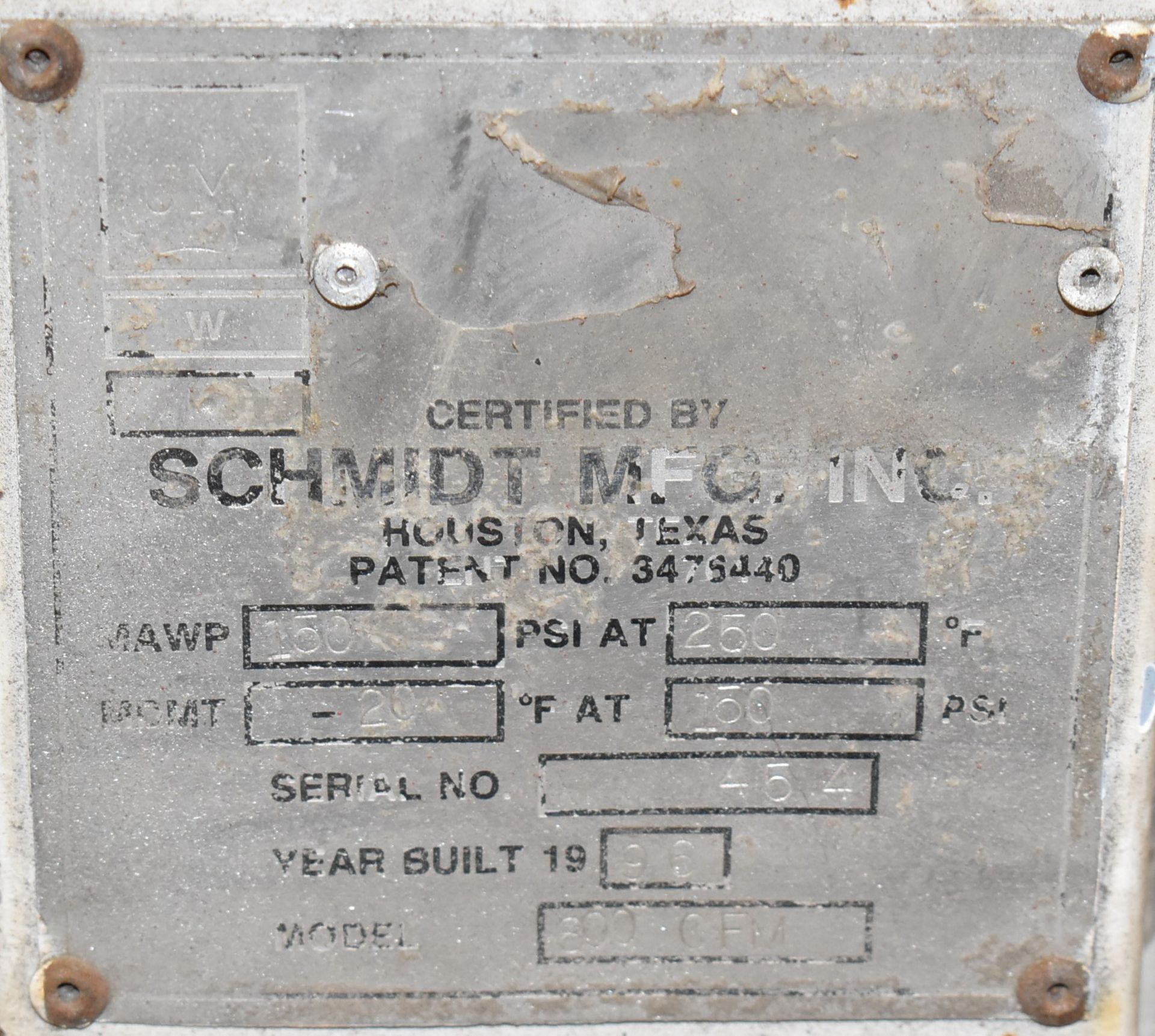 SCHMIDT MFG 800 CF PORTABLE SANDBLAST RECLAMATION UNIT, S/N 454 - Image 2 of 3