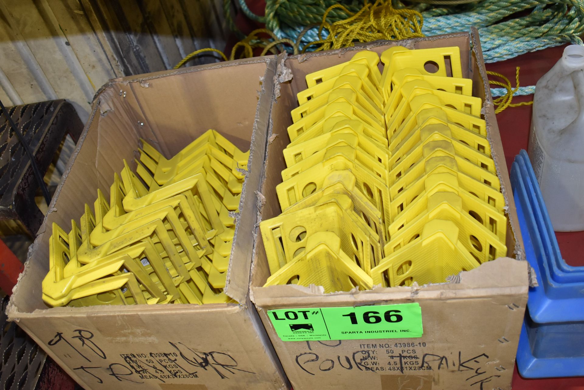 LOT/ TABLE WITH SUPPLIES CONSISTING OF TRAILER STRAP GUARDS, SHRINK WRAP, FACE SHIELD WINDOWS, - Image 2 of 4