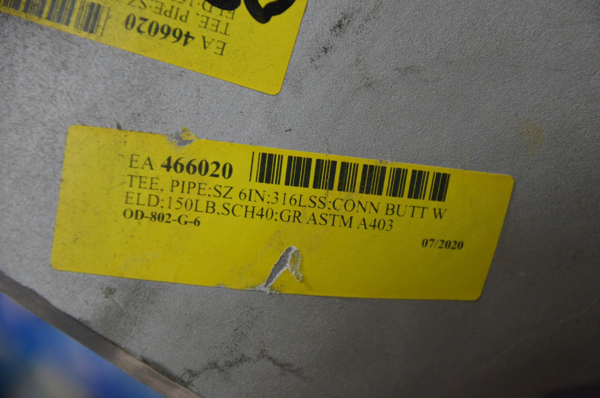 LOT/ CONTENTS OF SHELF - 14" SS ELBOW FITTING, (3) 6" SS TEE FITTINGS, (2) 6" SS ELBOW FITTINGS, 12" - Image 3 of 10