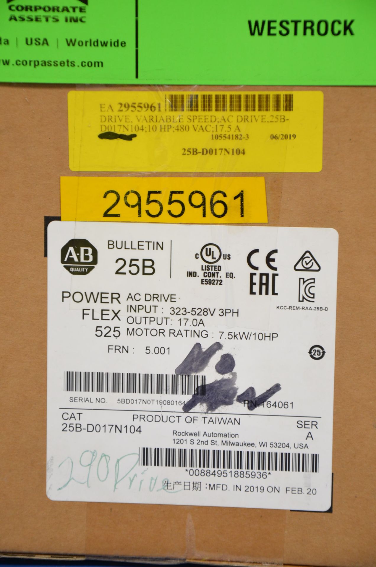 ALLEN BRADLEY POWERFLEX 525 10 HP VARIABLE FREQUENCY DRIVE, S/N: 5BD017N0T19080164 - Image 4 of 4