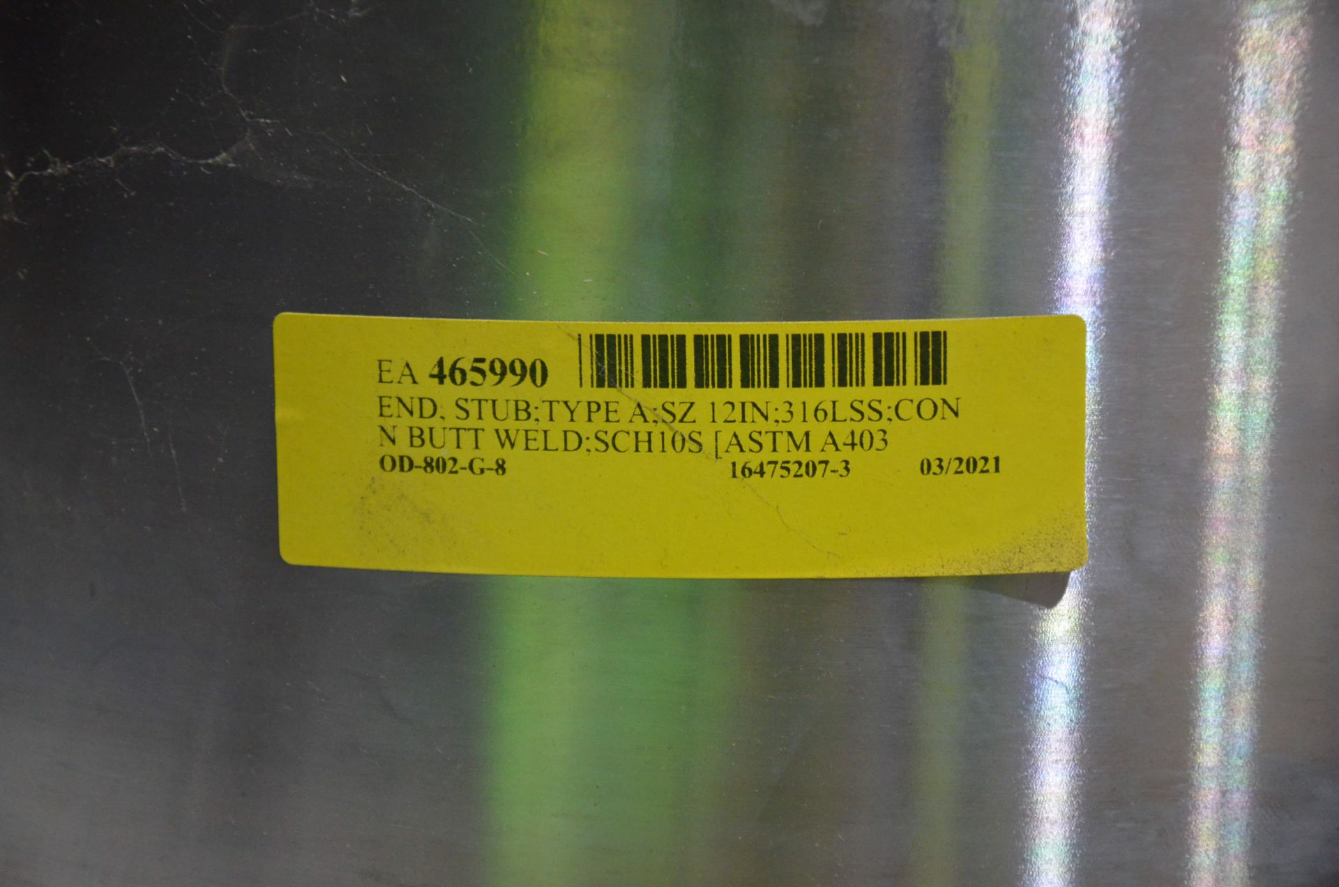 LOT/ CONTENTS OF SHELF - 14" SS ELBOW FITTING, (3) 6" SS TEE FITTINGS, (2) 6" SS ELBOW FITTINGS, 12" - Image 9 of 10