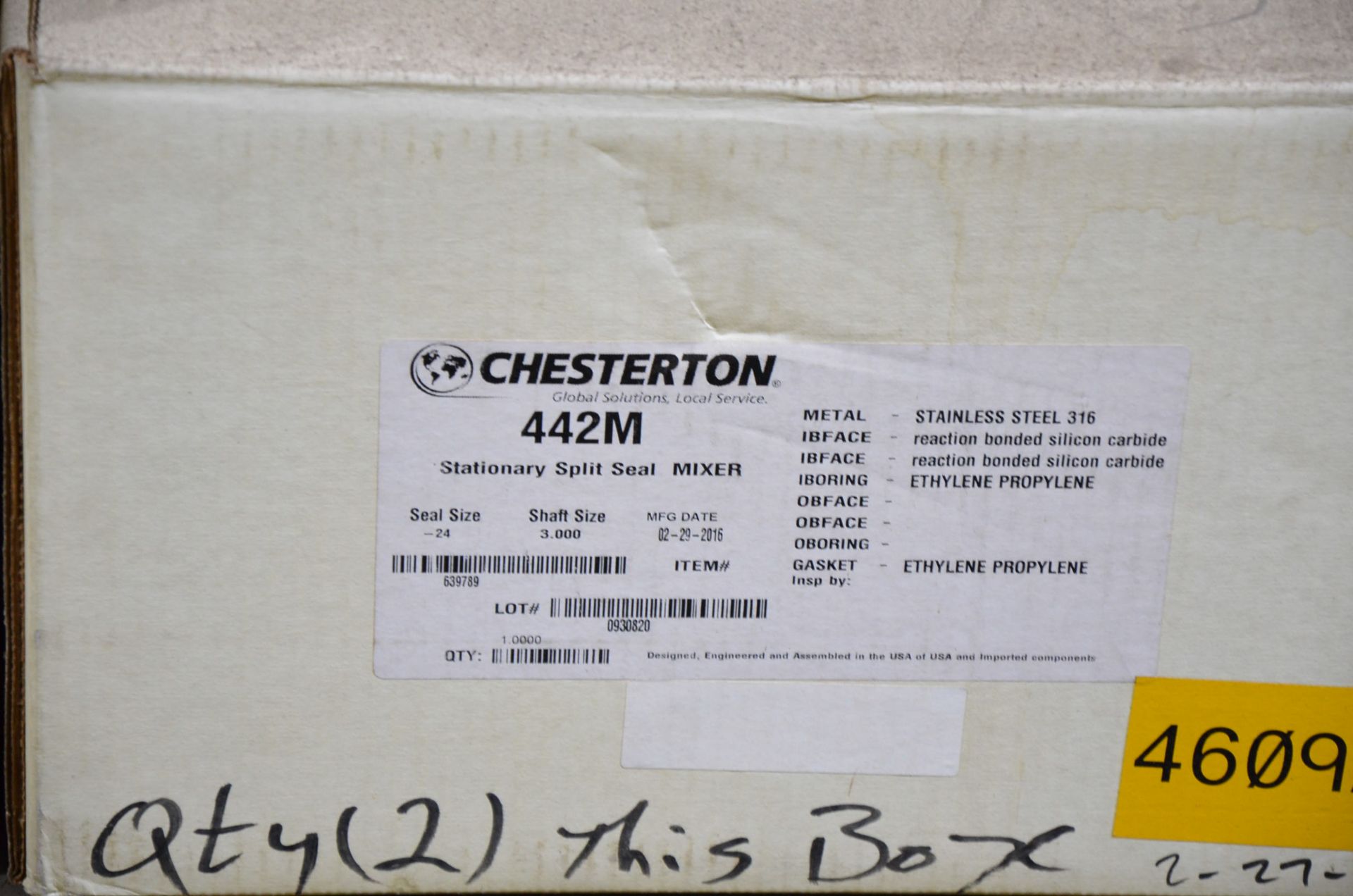 LOT/ CONTENTS OF SHELF - CHESTERTON PUMP TEFLON-CARBON REINFORCED SPECIALTY PACKING MATERIAL - Image 2 of 3