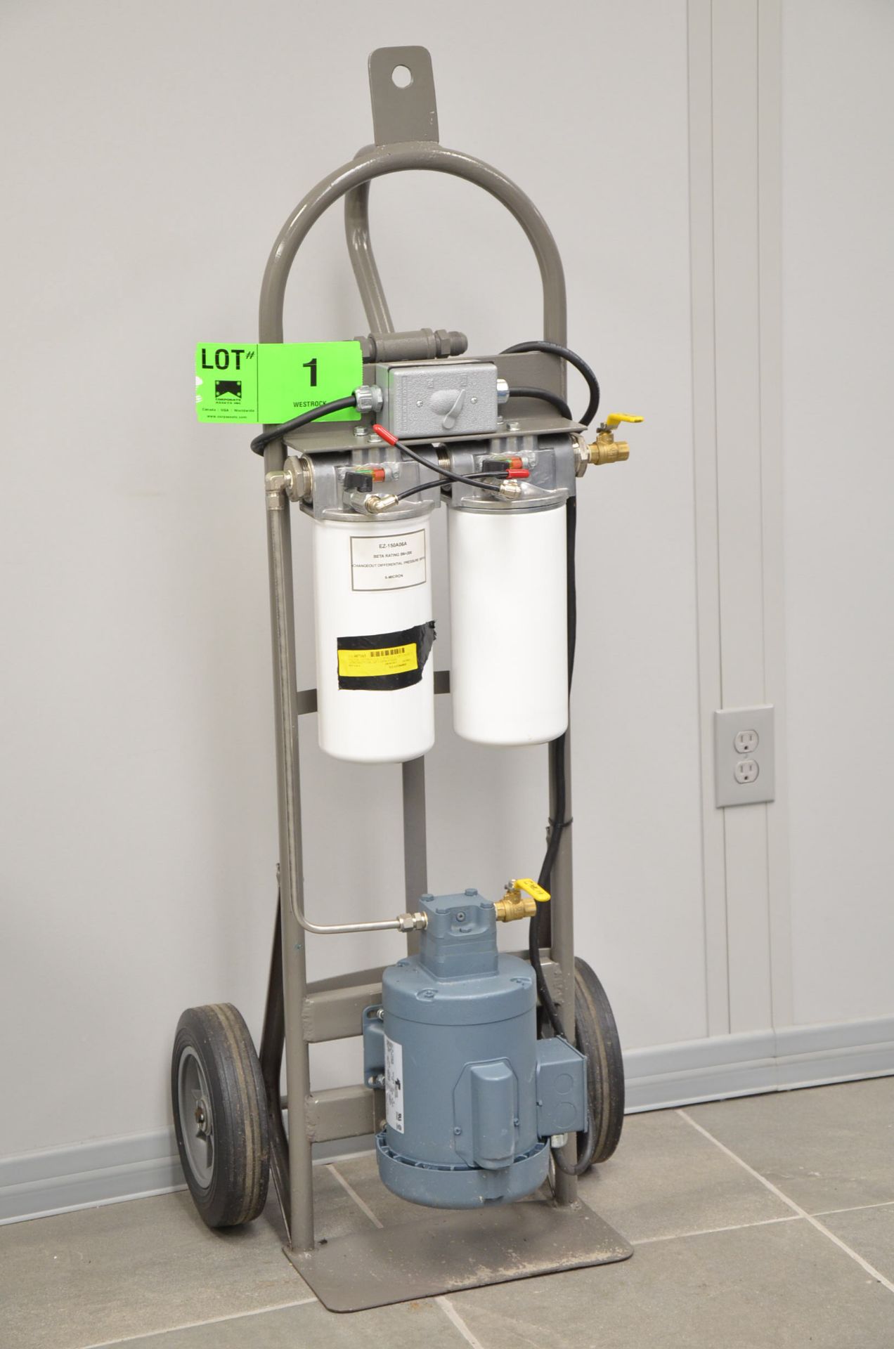 STANDARD PORTABLE  OIL FILTRATION CART WITH 1 GPM CAPACITY, 1/2 HP LEESON MOTOR, GEROTOR PUMP