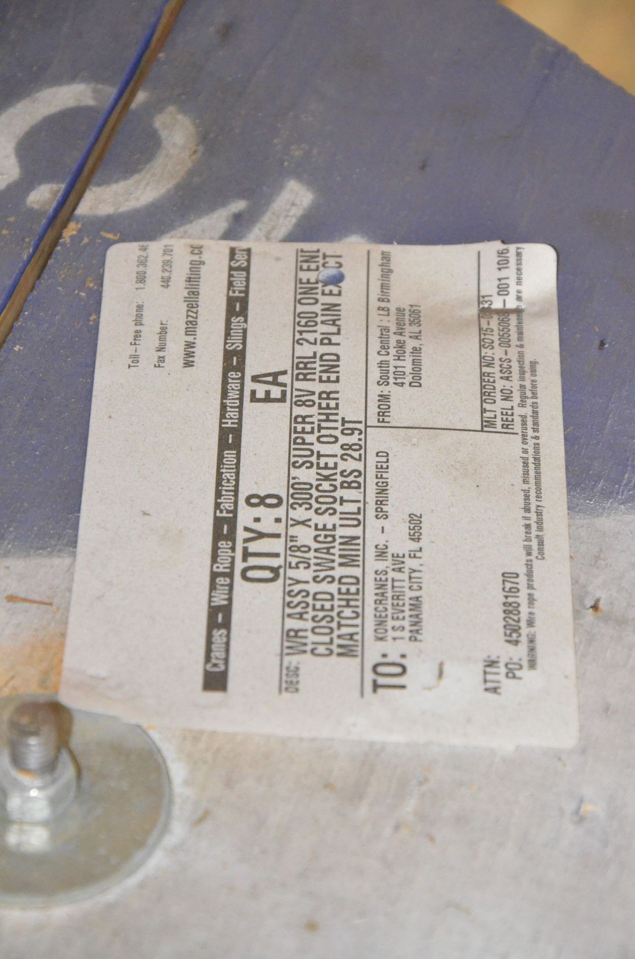 LOT/ 5/8" 8V RRL 2160 WIRE ROPE - Image 2 of 2