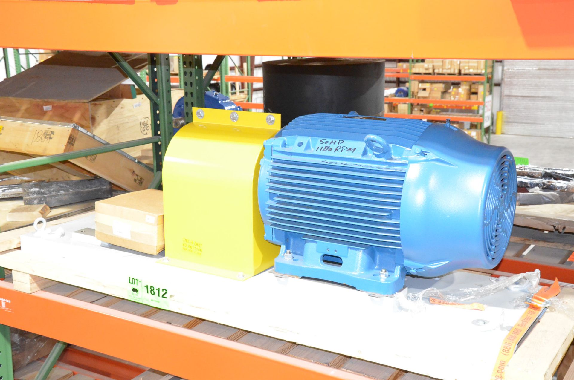 PUMP STAND ASSEMBLY WITH GE 50HP/1180RPM/460V/3PH/60HZ ELECTRIC MOTOR, COUPLING, COVER AND STAND