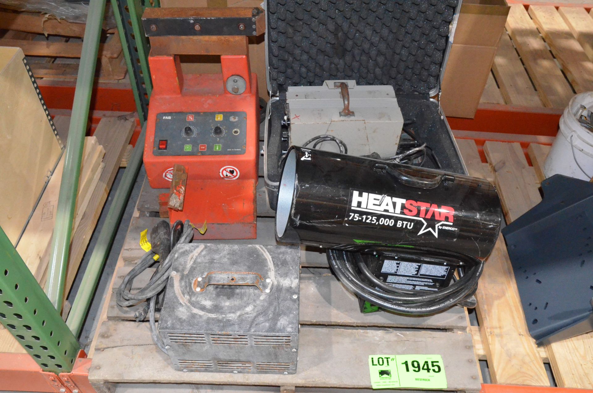 LOT/ BEARING INDUCTION HEATER, HEAT STAR PROPANE CONSTRUCTION HEATER, GOLF CART CHARGER AND PARTS