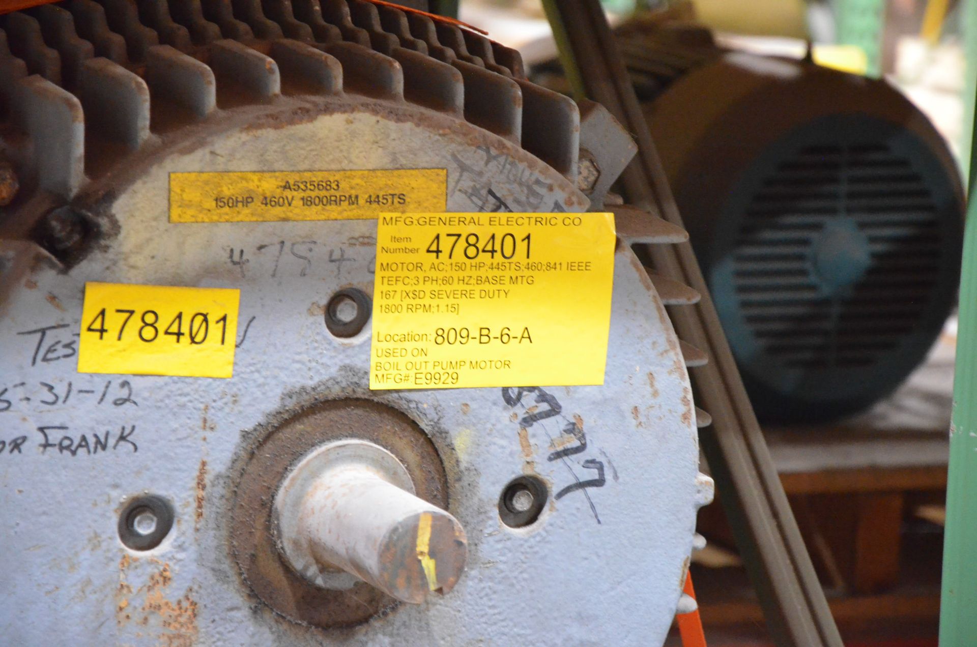 GE 150HP/1800RPM/460V/3PH/60HZ ELECTRIC MOTOR - Image 2 of 2