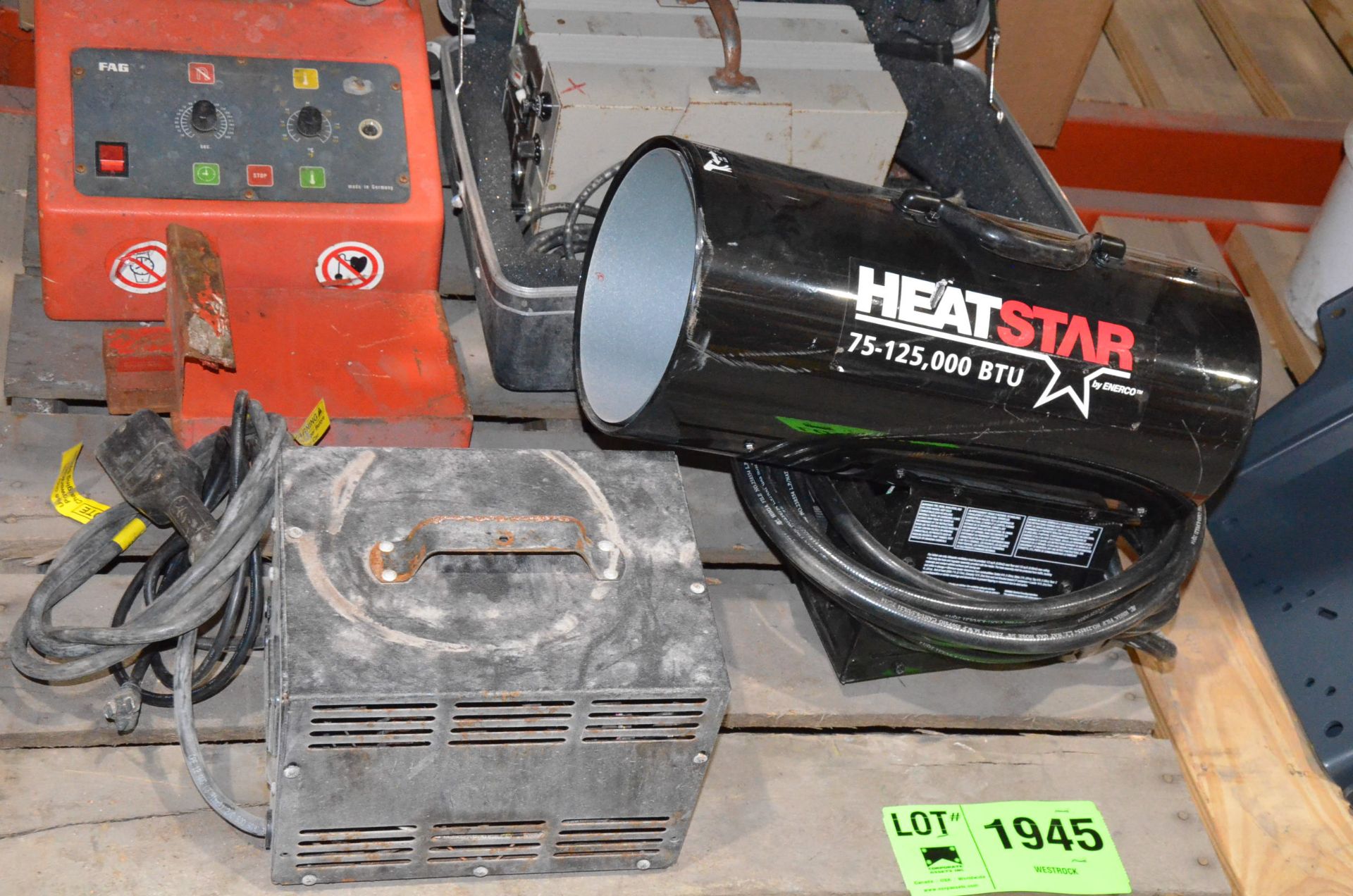 LOT/ BEARING INDUCTION HEATER, HEAT STAR PROPANE CONSTRUCTION HEATER, GOLF CART CHARGER AND PARTS - Image 4 of 4