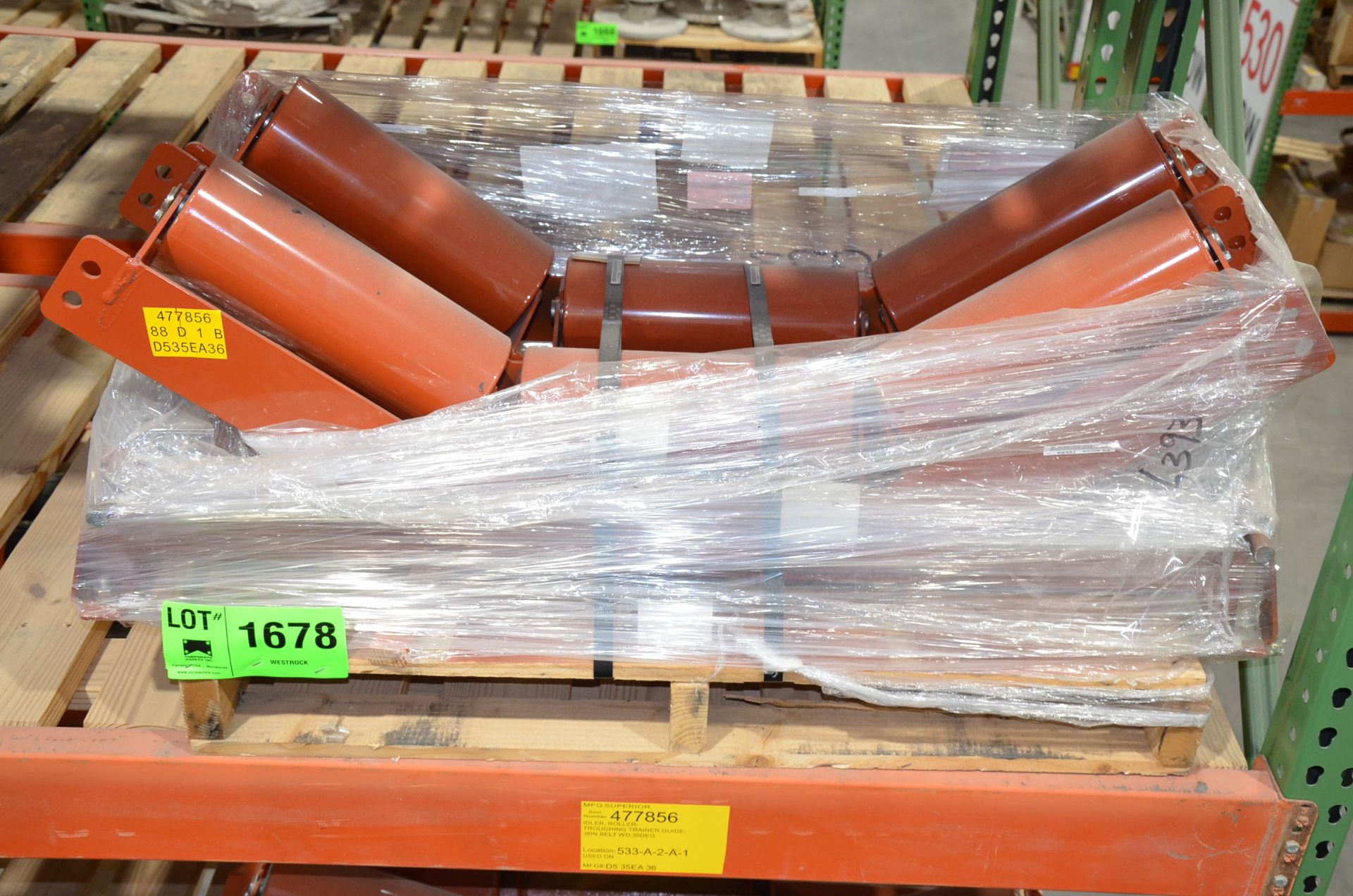 LOT/ SUPERIOR 36" W X 35 DEGREE TROUGHING CONVEYOR IDLER ROLLERS