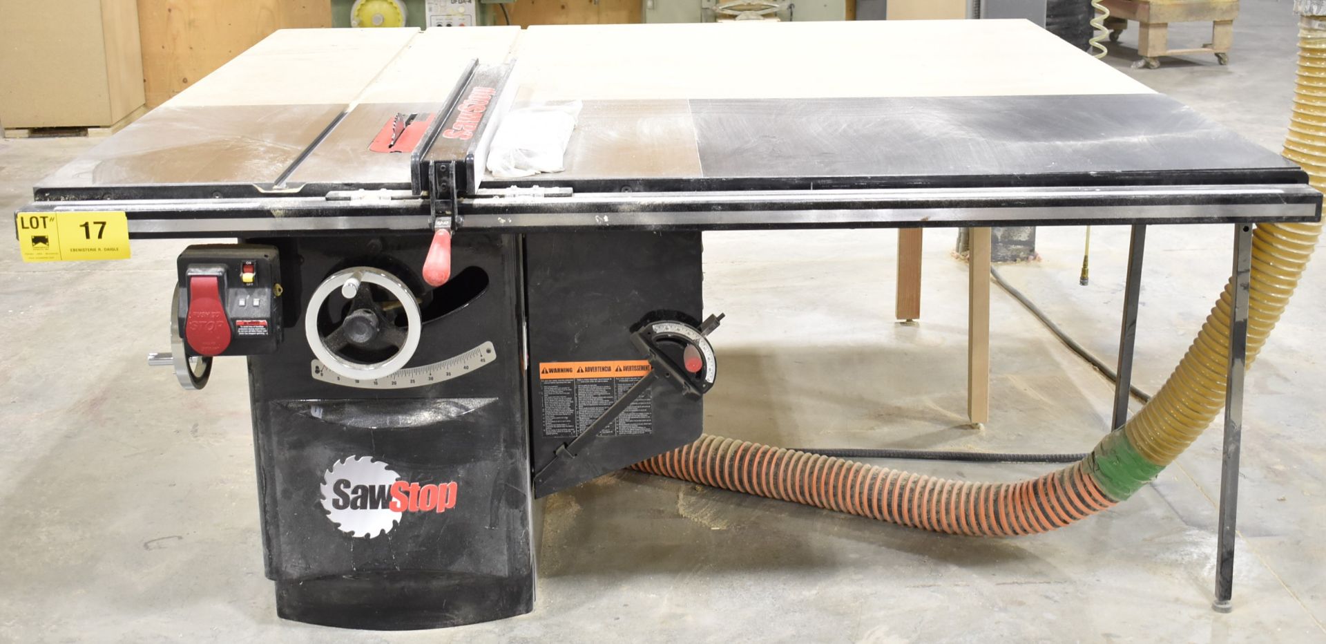 SAWSTOP ICS31230 10" INDUSTRIAL CABINET SAW WITH 3 HP MOTOR, SPEEDS TO 4,000 RPM, S/N I170300103 (