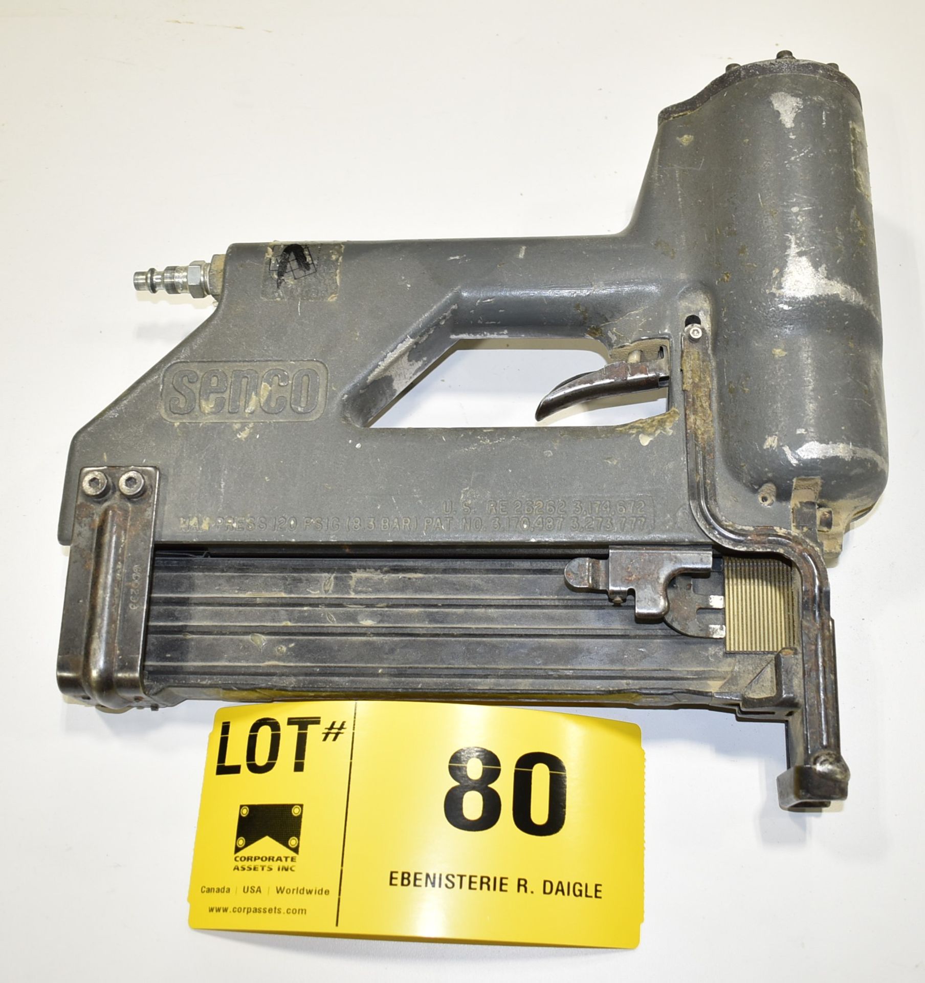 SENCO MI PNEUMATIC NAIL GUN, S/N N/A [RIGGING FEE FOR LOT #80 - $5 CAD PLUS APPLICABLE TAXES]