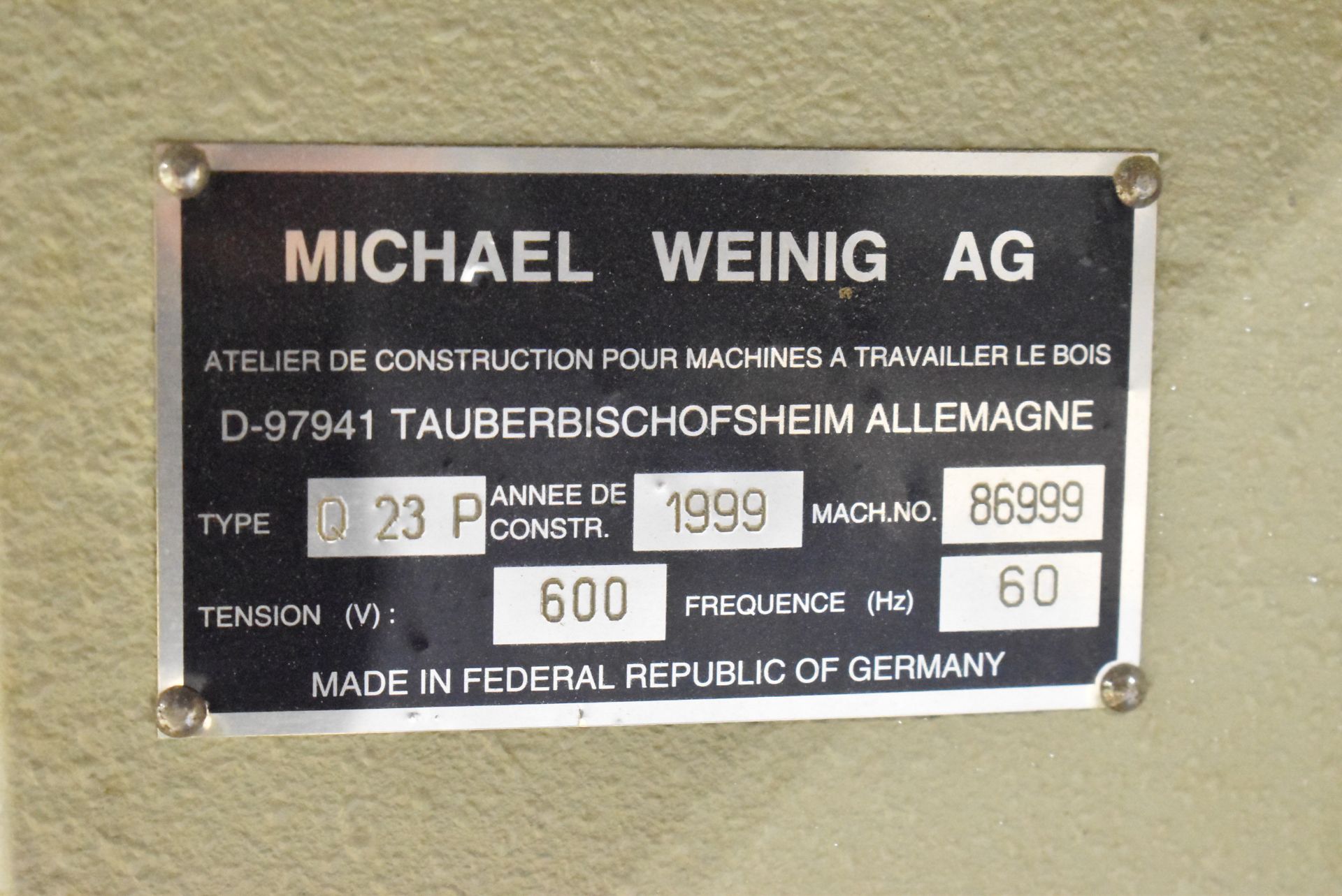 MICHAEL WEINIG AG (1999) QUATTROMAT 23 P 4-HEAD FEED-THROUGH MOULDER, 600V/3PH/60HZ, S/N 86999 ( - Image 7 of 8