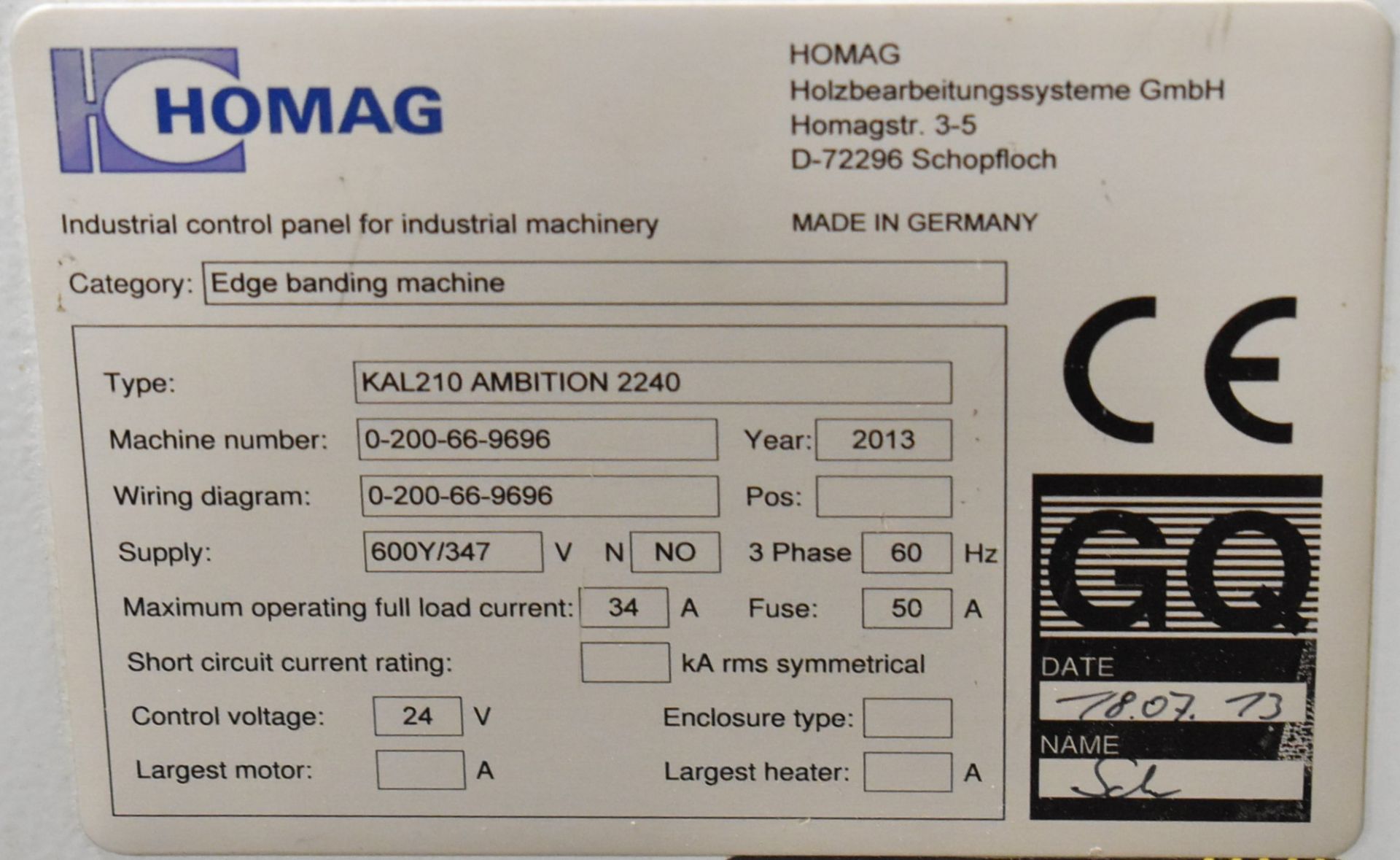 HOMAG (2013) KAL210 AMBITION 2240 CNC EDGE BANDING MACHINE WITH HOMAG POWERCONTROL PC 22 CNC - Image 4 of 4